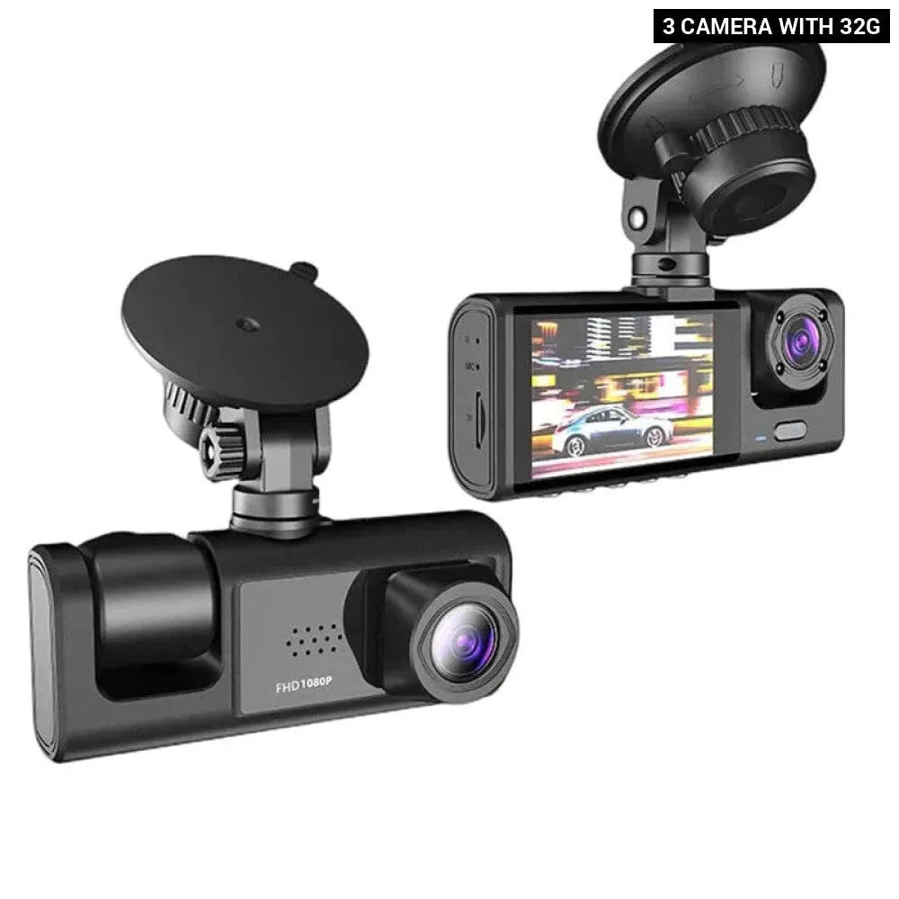 1080p 3 Camera Dash Cam with Ir Night Vision and Loop Recording