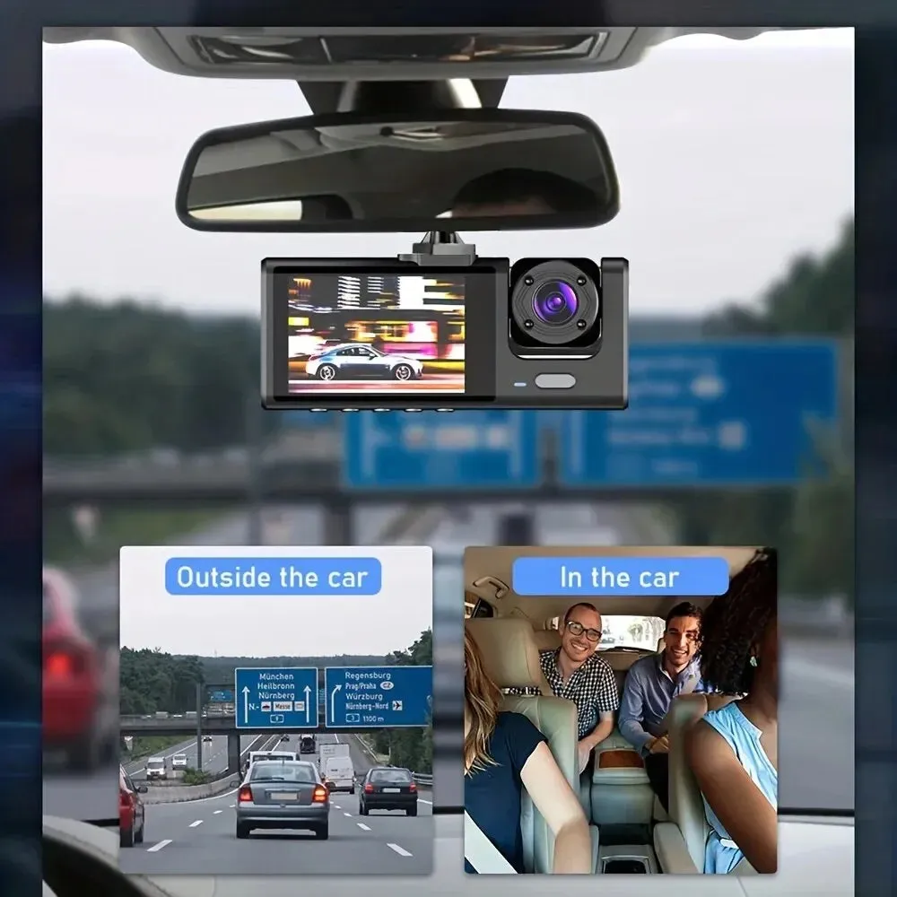 1080p 3 Camera Dash Cam with Ir Night Vision and Loop Recording