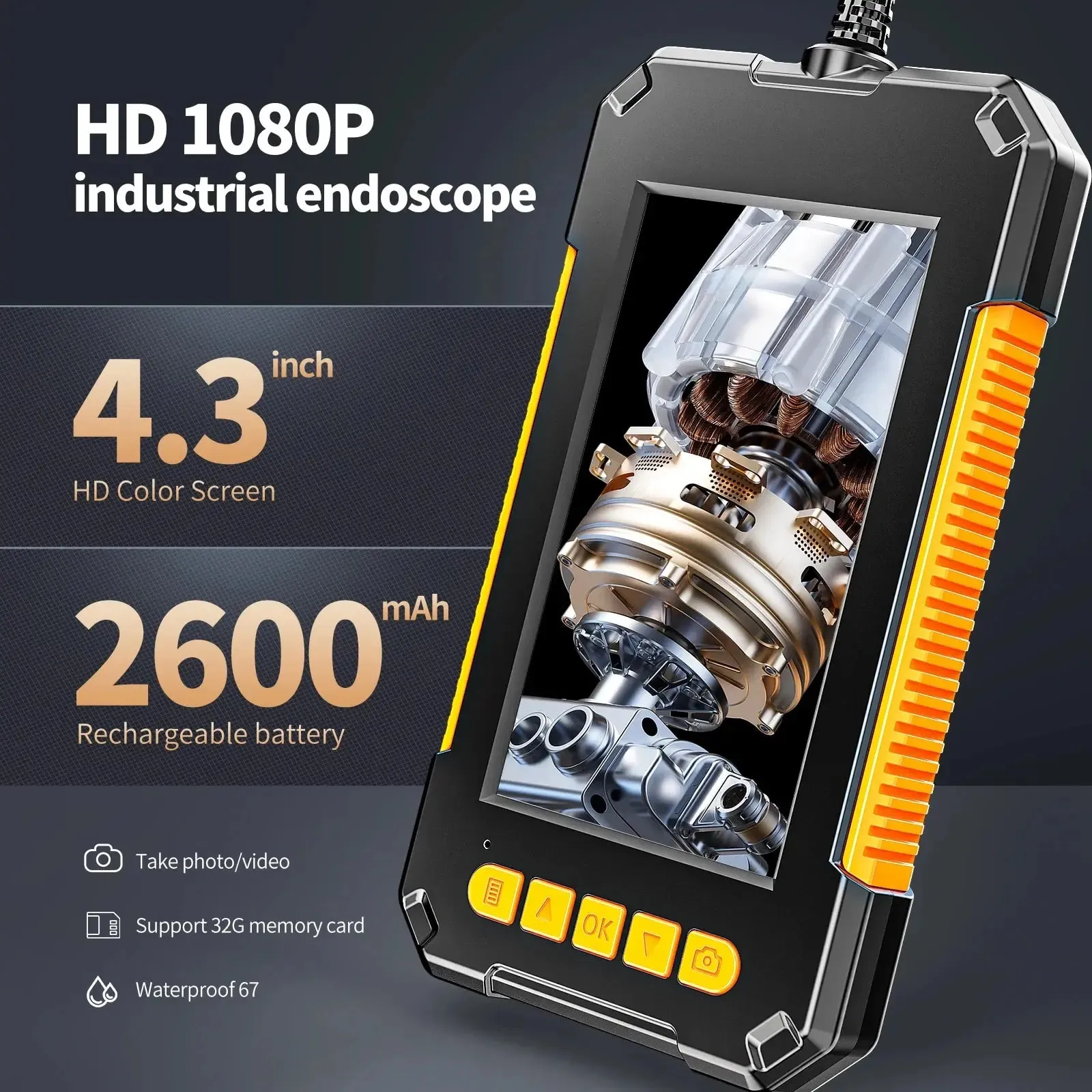 1080p Industrial Endoscope Camera with Dual Lens