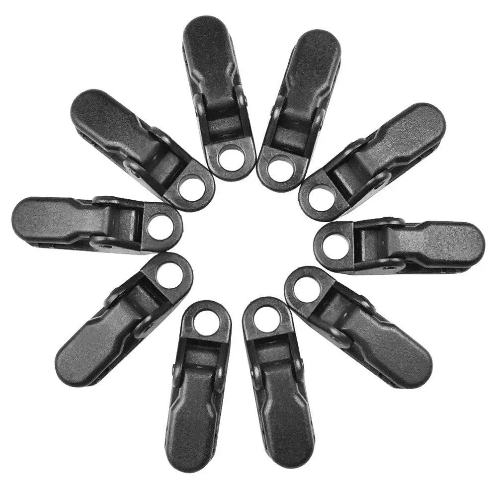 10pcs Tarp Awning Clamp Clips Tent Snaps Hangers Boat Covers Outdoor Camping Tent Tighten Lock Grip Clamp with Carabiner 35X8mm