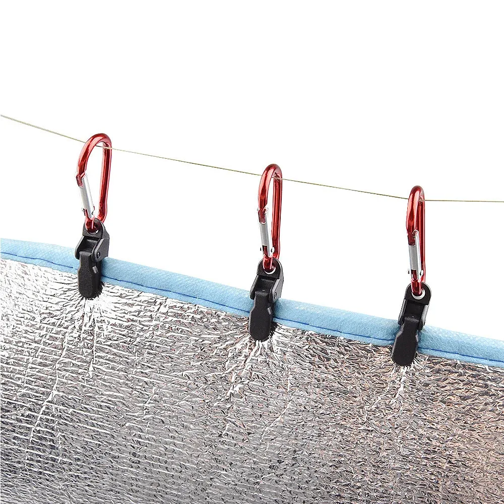 10pcs Tarp Awning Clamp Clips Tent Snaps Hangers Boat Covers Outdoor Camping Tent Tighten Lock Grip Clamp with Carabiner 35X8mm
