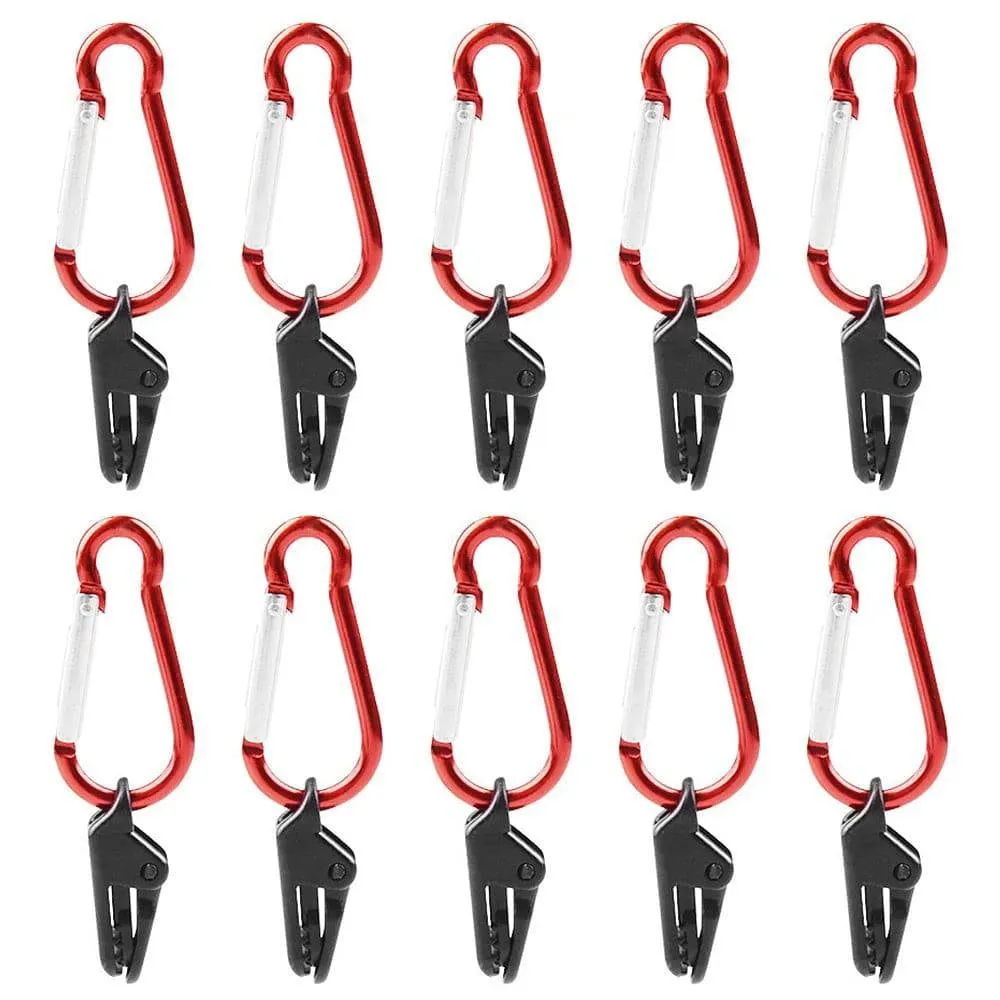 10pcs Tarp Awning Clamp Clips Tent Snaps Hangers Boat Covers Outdoor Camping Tent Tighten Lock Grip Clamp with Carabiner 35X8mm