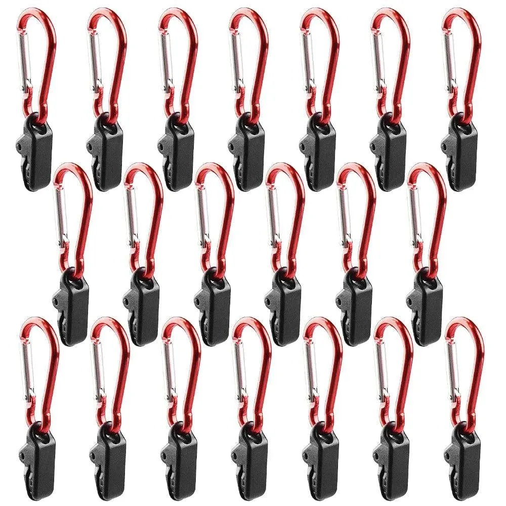 10pcs Tarp Awning Clamp Clips Tent Snaps Hangers Boat Covers Outdoor Camping Tent Tighten Lock Grip Clamp with Carabiner 35X8mm