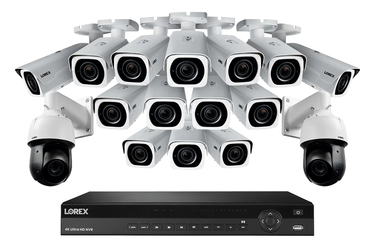 16-Channel NVR System with 4K Varifocal Nocturnal Cameras and 2K PTZ Domes Cameras