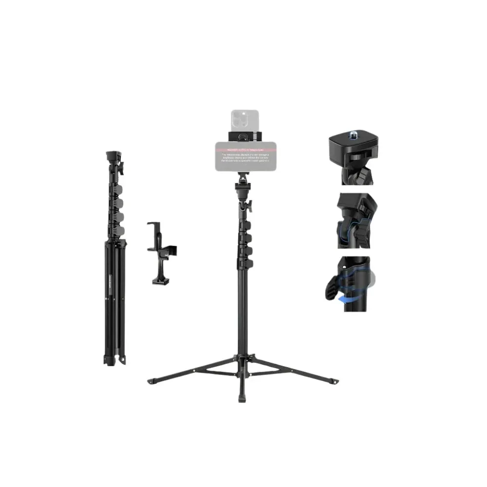 18 61 Phone Tripod & Selfie Stick with 360 Dual Holder for Video Recording & Teleprompter