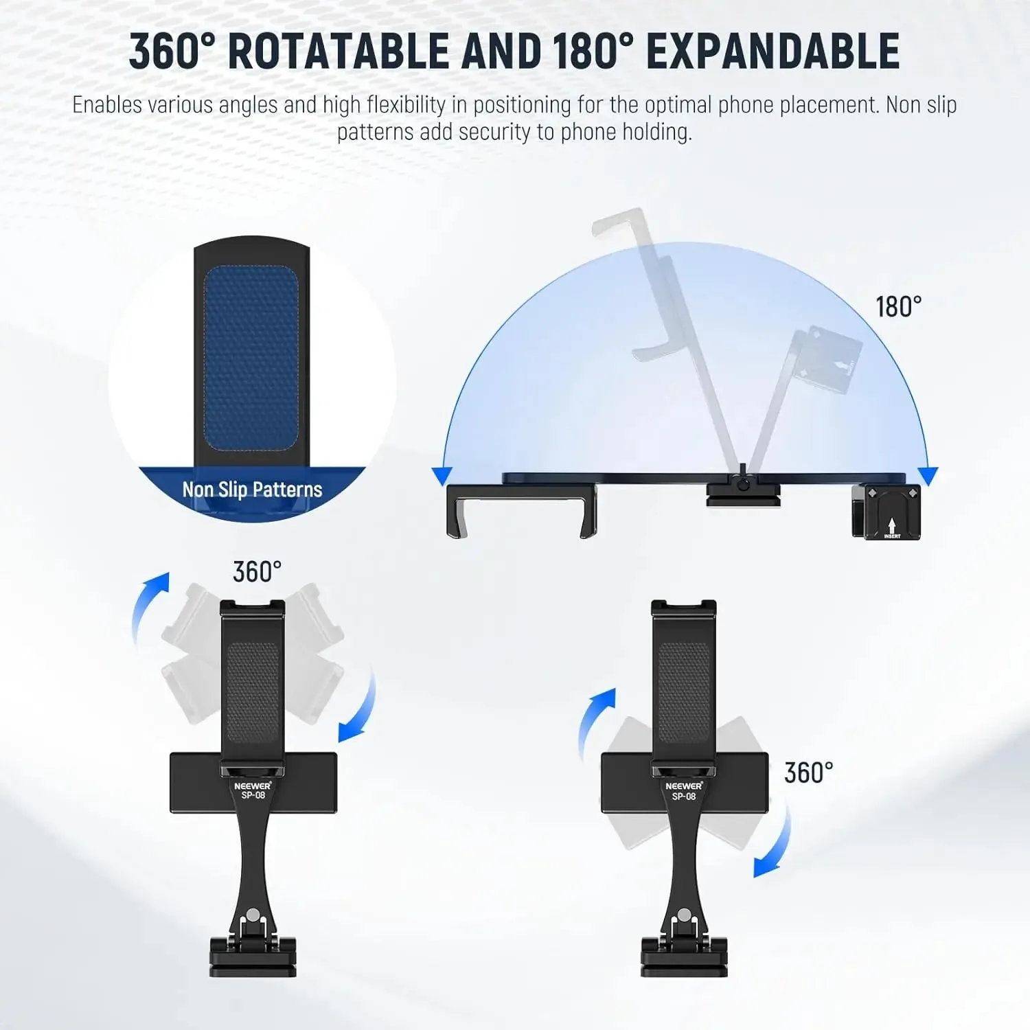 18 61 Phone Tripod & Selfie Stick with 360 Dual Holder for Video Recording & Teleprompter