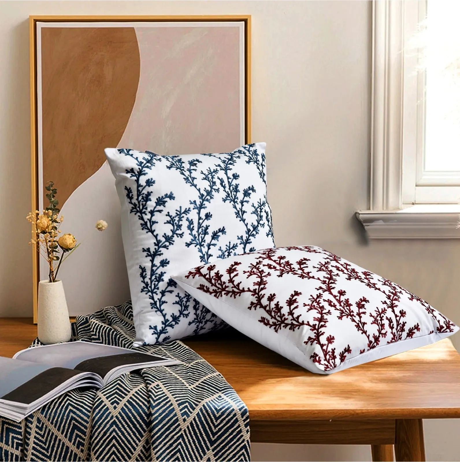 2 PCs Blue Embroidered 5338 Cushions