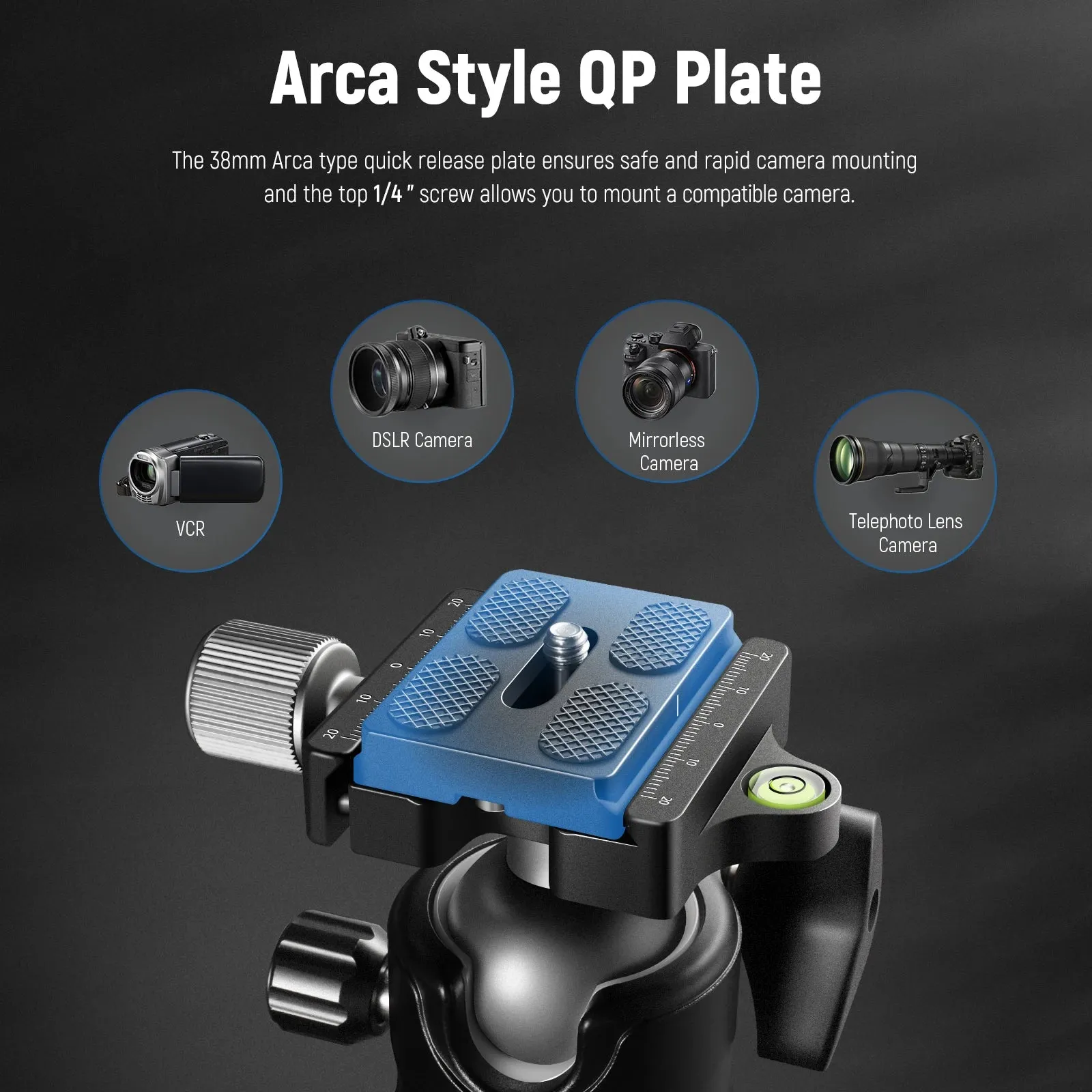 36mm Low Profile Ball Head for Cameras Arca Compatible Quick Release Plate