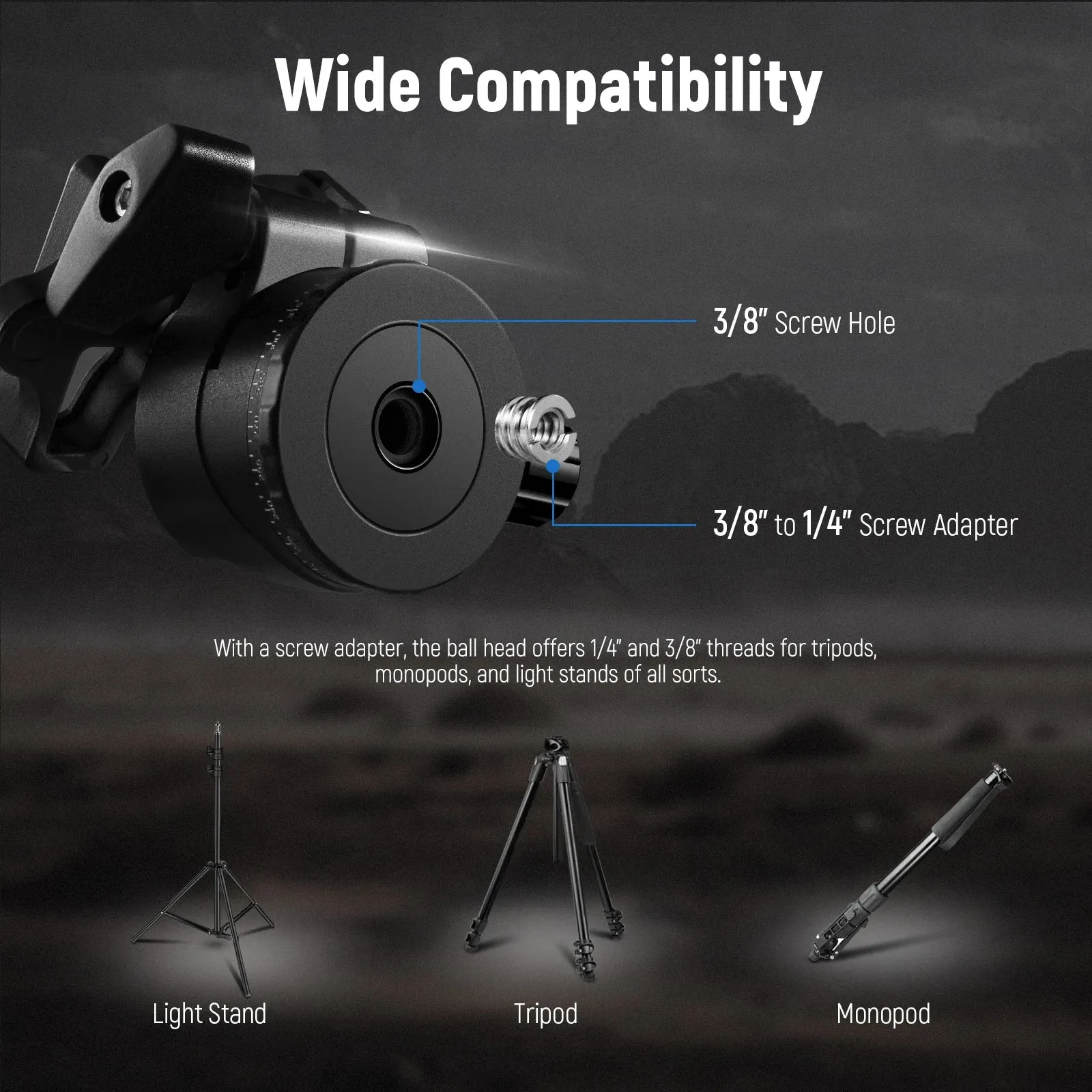 36mm Low Profile Ball Head for Cameras Arca Compatible Quick Release Plate