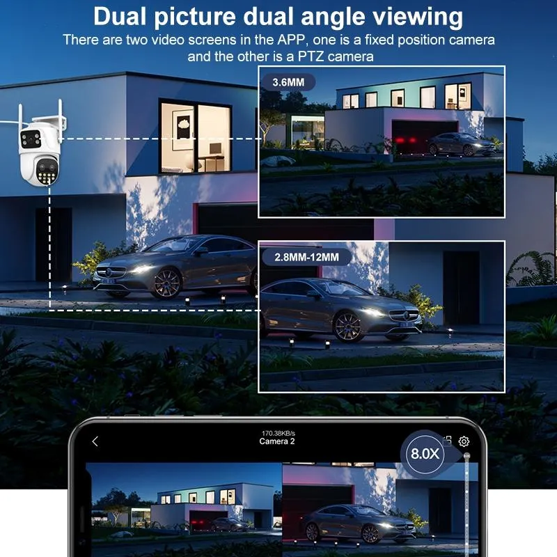 3Mp Wifi Triple Camera With Human Face Recognition & Ai Alarm - Compact Design