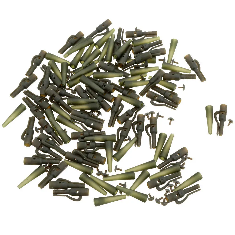 50Pcs/Sets Fishing Terminal Tackle Safety Lead Clips with Pins Tail Rubber Tubes Carp Fishing Tackle Tools For Outdoor 2023