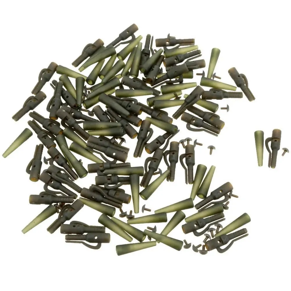 50Pcs/Sets Fishing Terminal Tackle Safety Lead Clips with Pins Tail Rubber Tubes Carp Fishing Tackle Tools For Outdoor 2023