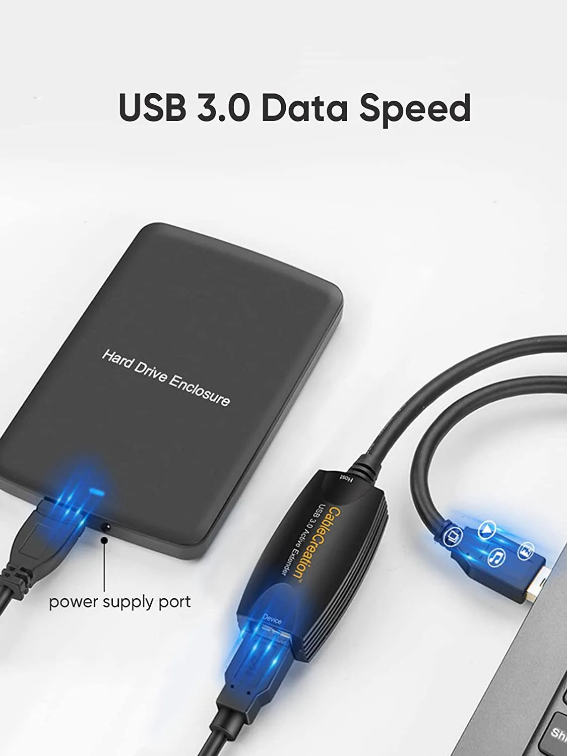 Active USB 3.0 Extension Cable, 5 M USB Male to Female Cable with Signal Amplification Compatible with Oculus Rift/Quest/Quest 2 Vr/Link, Valve Index VR, Xbox One, Printers Etc. Black