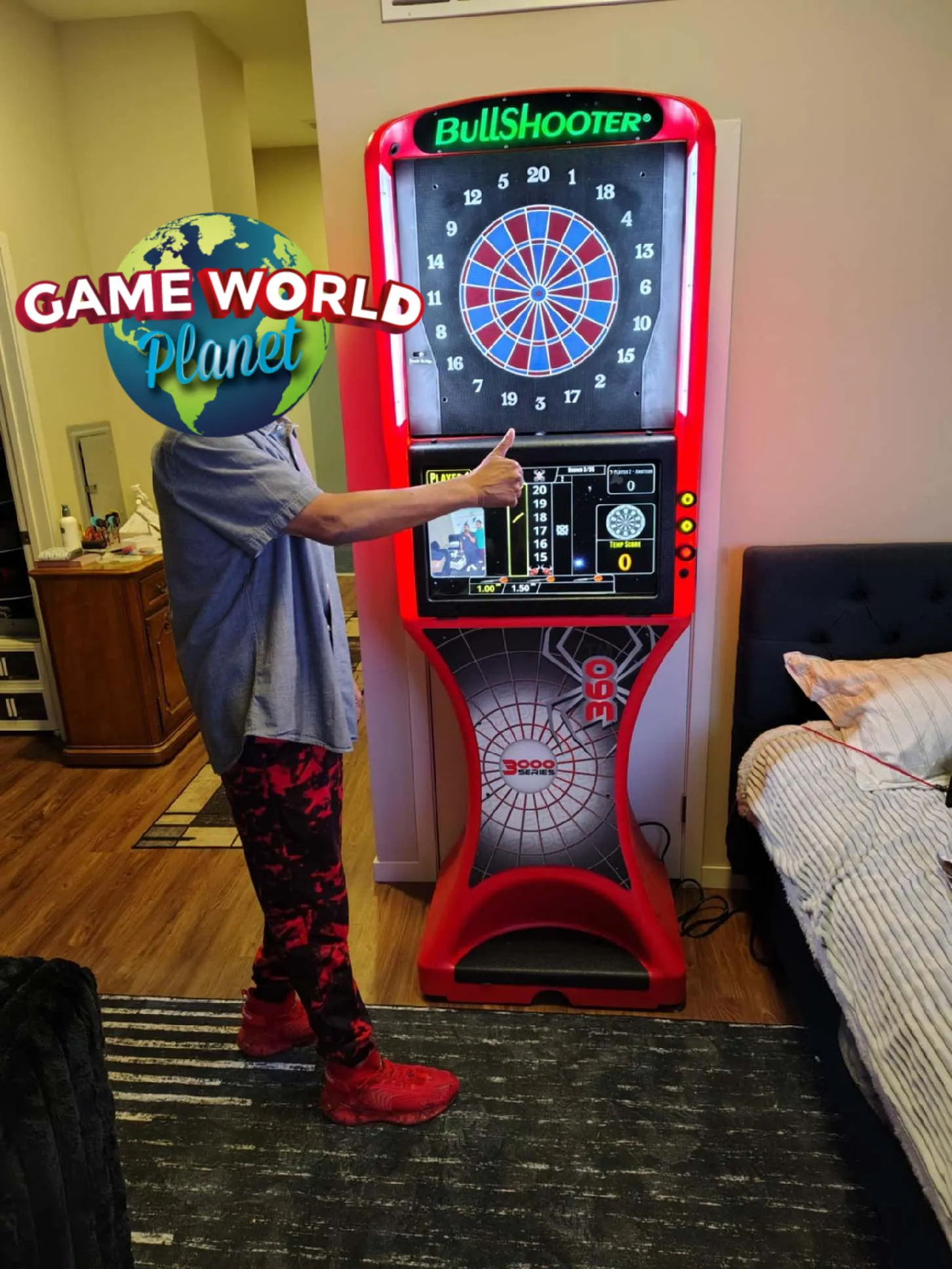 Arachnid Red Fire Spider 360 3000 Series Premium Dual-Head Electronic Dartboard (Touch to Flip)