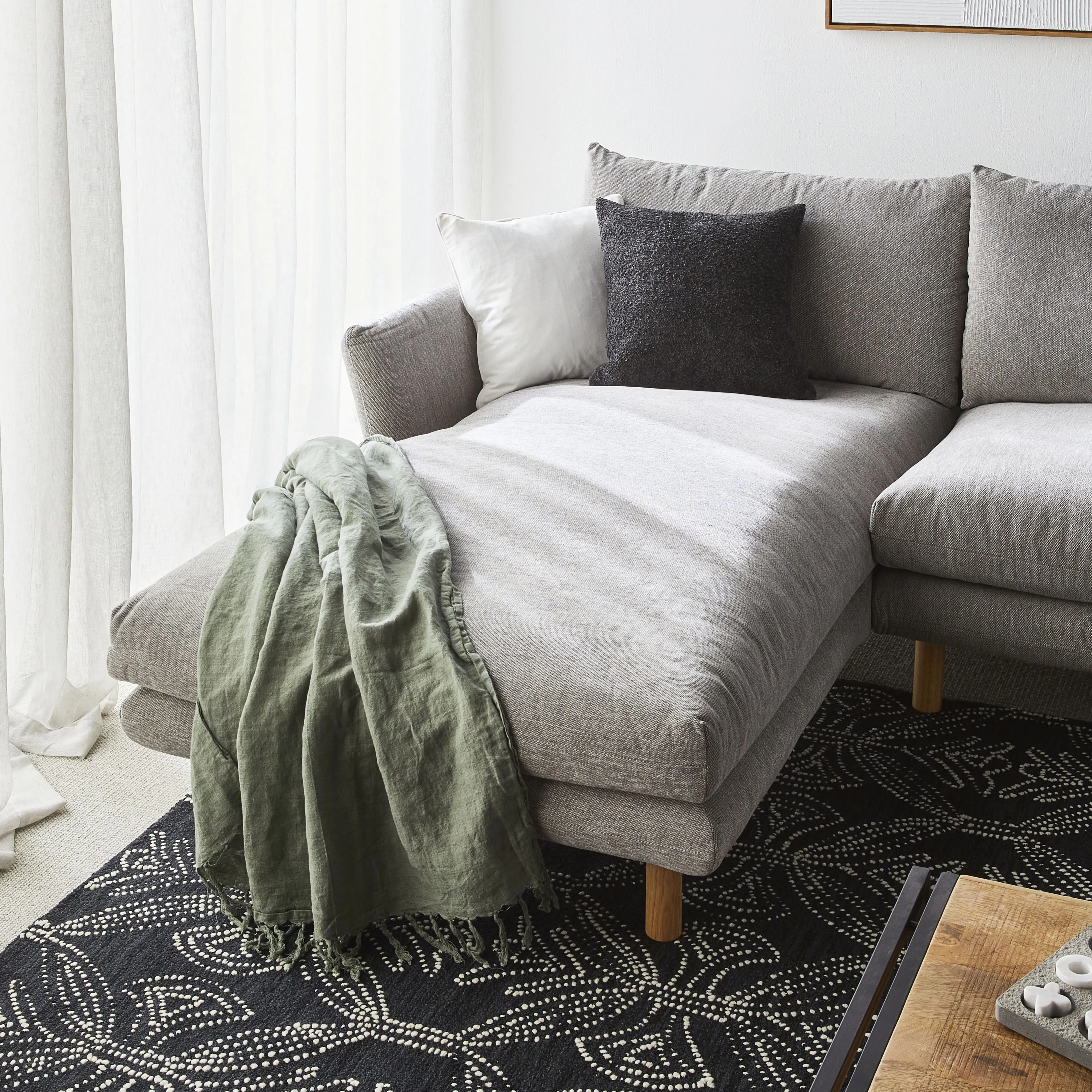 Austin 3 Seater Sofa with Left Hand Chaise Cocoon Fog