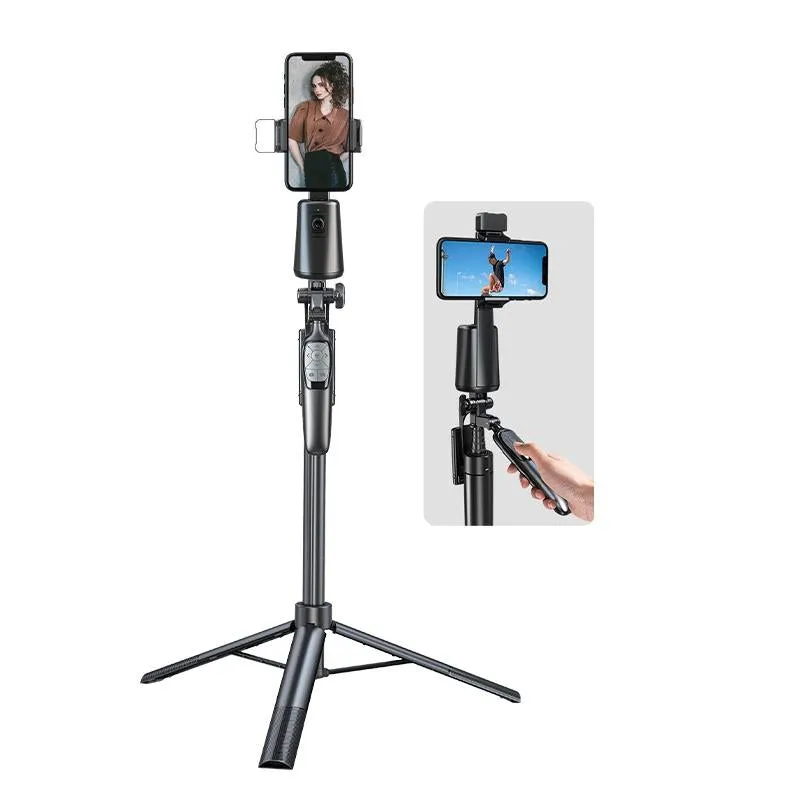 Auto Tracking Gimbal Stabilizer with Fill Light and Selfie Stick - 360 Degree Rotation