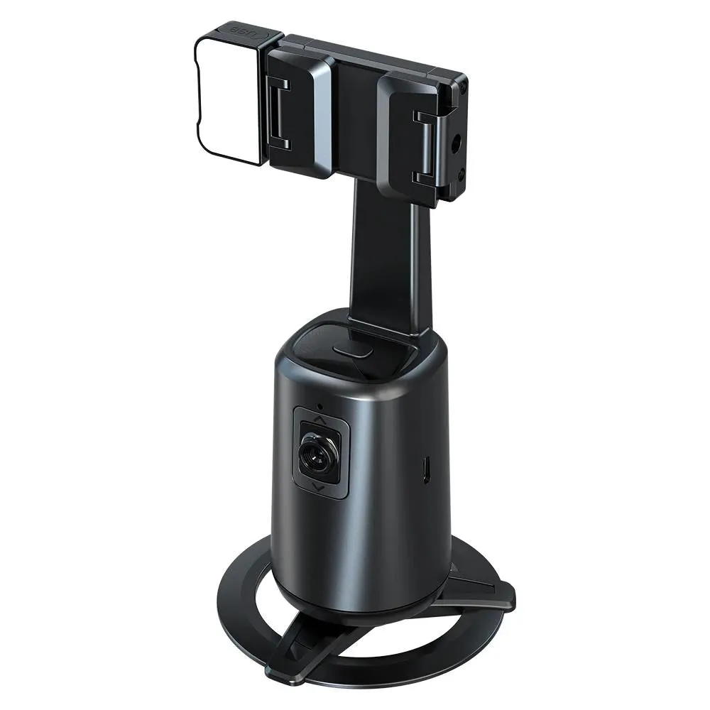 Auto Tracking Gimbal Stabilizer with Fill Light and Selfie Stick - 360 Degree Rotation