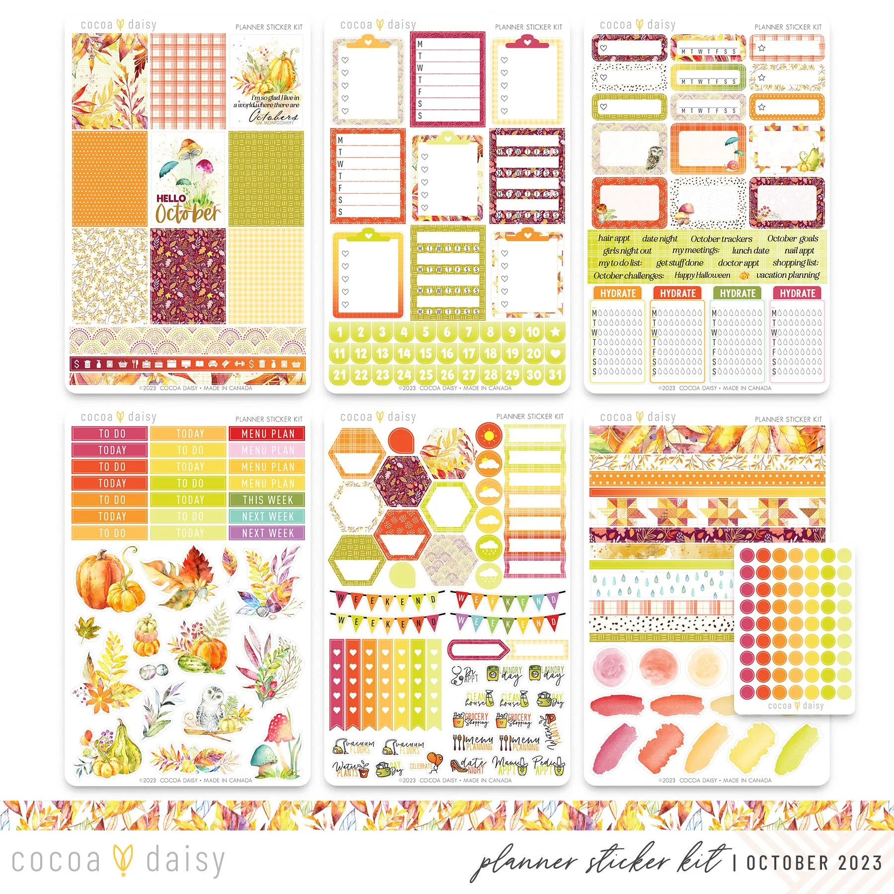 Autumn Whispers Planner Sticker Kit October 2023