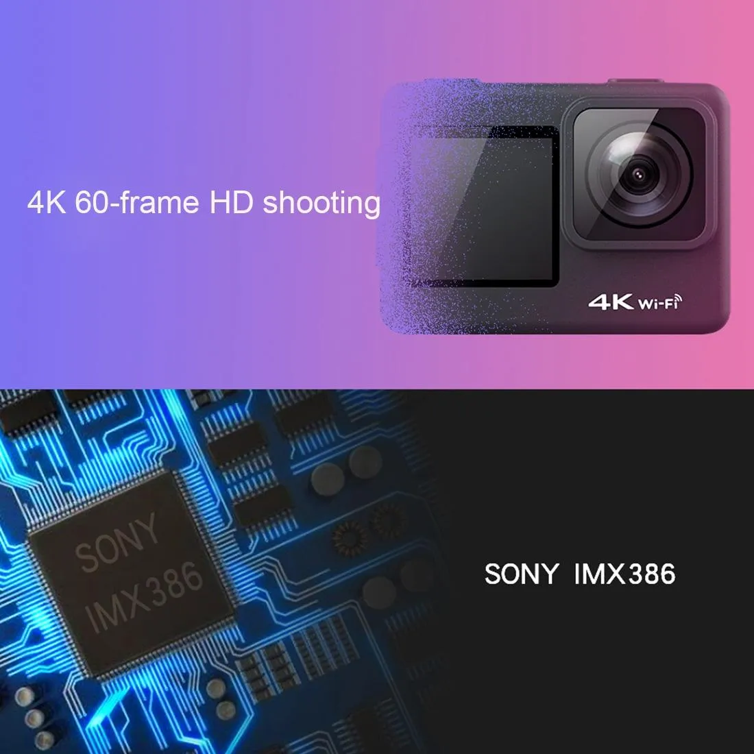 C1 Dual Screen 2.0 Inch 1.3 Inch Screen Anti Shake 4k Wifi Sport Action Camera Camcorder with Waterproof Housing Case Allwinner V316 170 Degrees Wide Angle