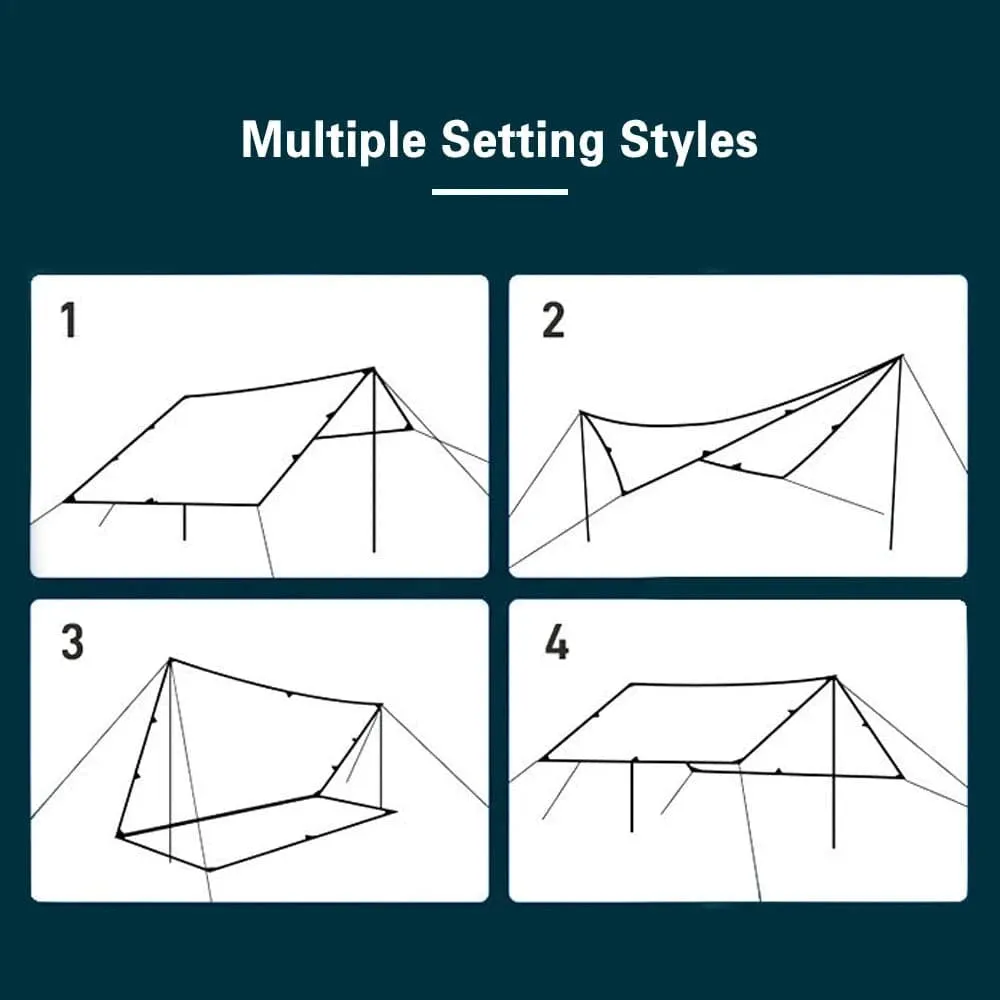 Camping Awning with Poles Waterproof UPF50  UV Protection Sunshade Outdoor Camping Hiking Backpacking Tarp Rain Fly