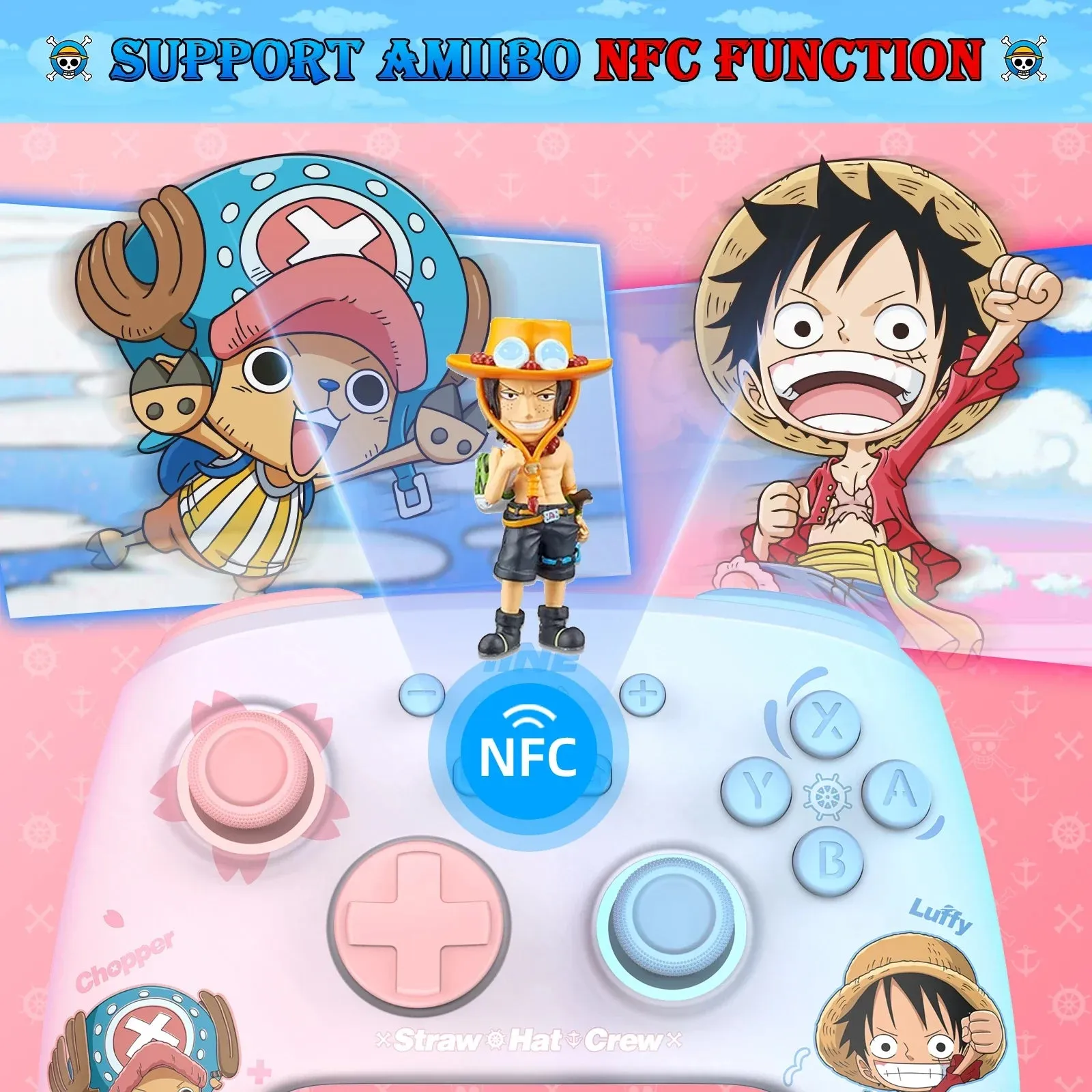 Cartoon Design Wireless Pro Controller Wake Up Macro Compatible with Nitendo Switch