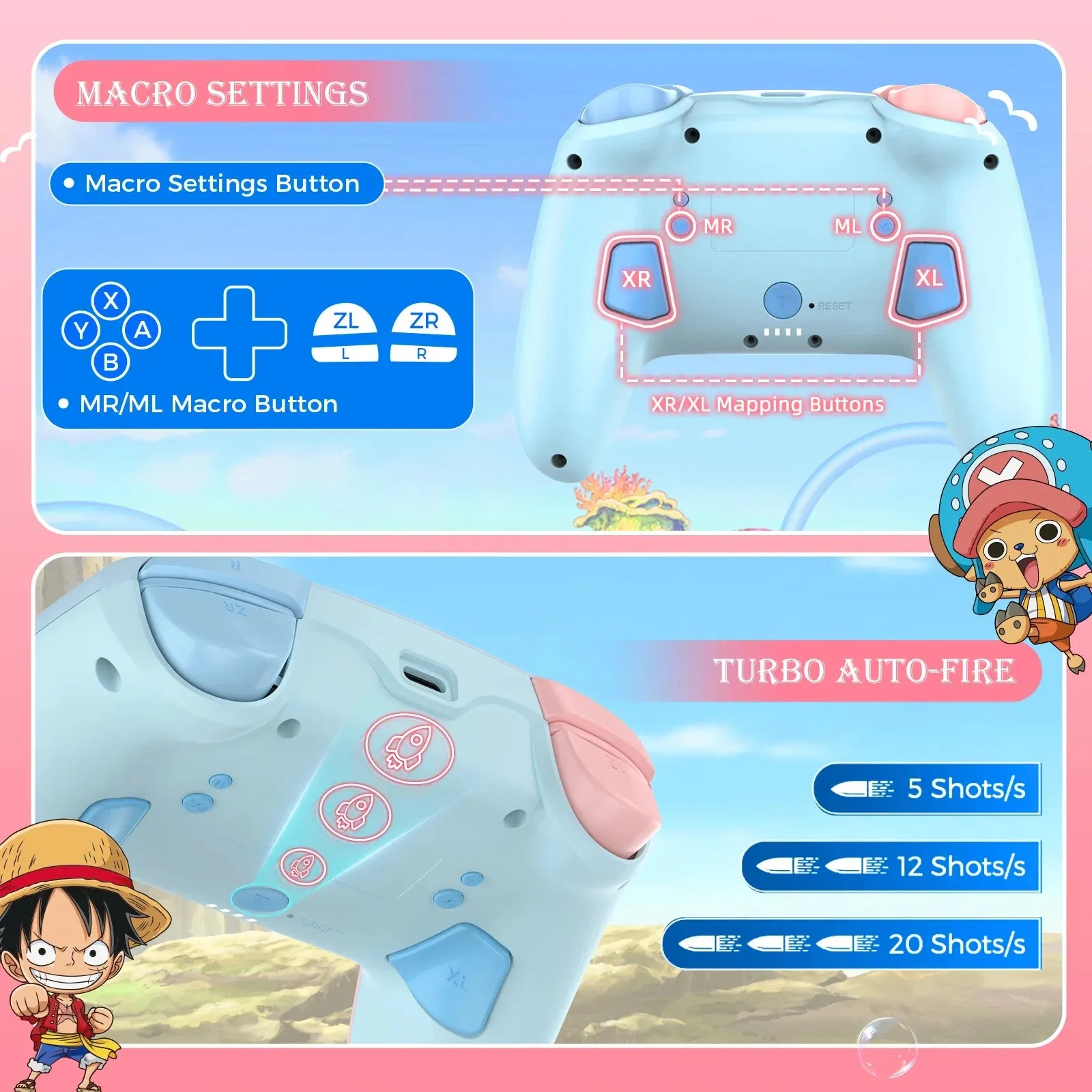 Cartoon Design Wireless Pro Controller Wake Up Macro Compatible with Nitendo Switch