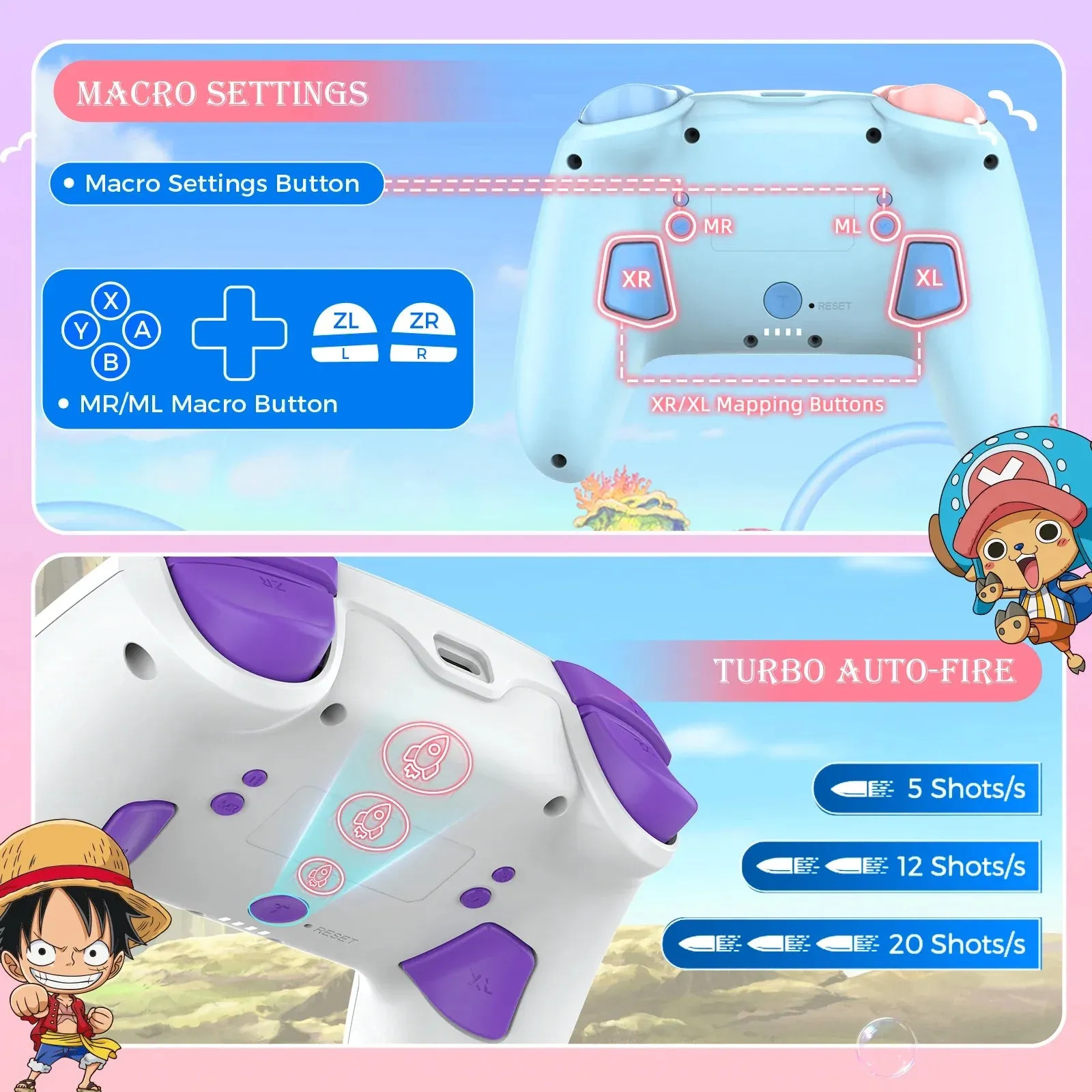 Cartoon Design Wireless Pro Controller Wake Up Macro Turbo Function Rgb Lighting Compatible with Nitendo Switch