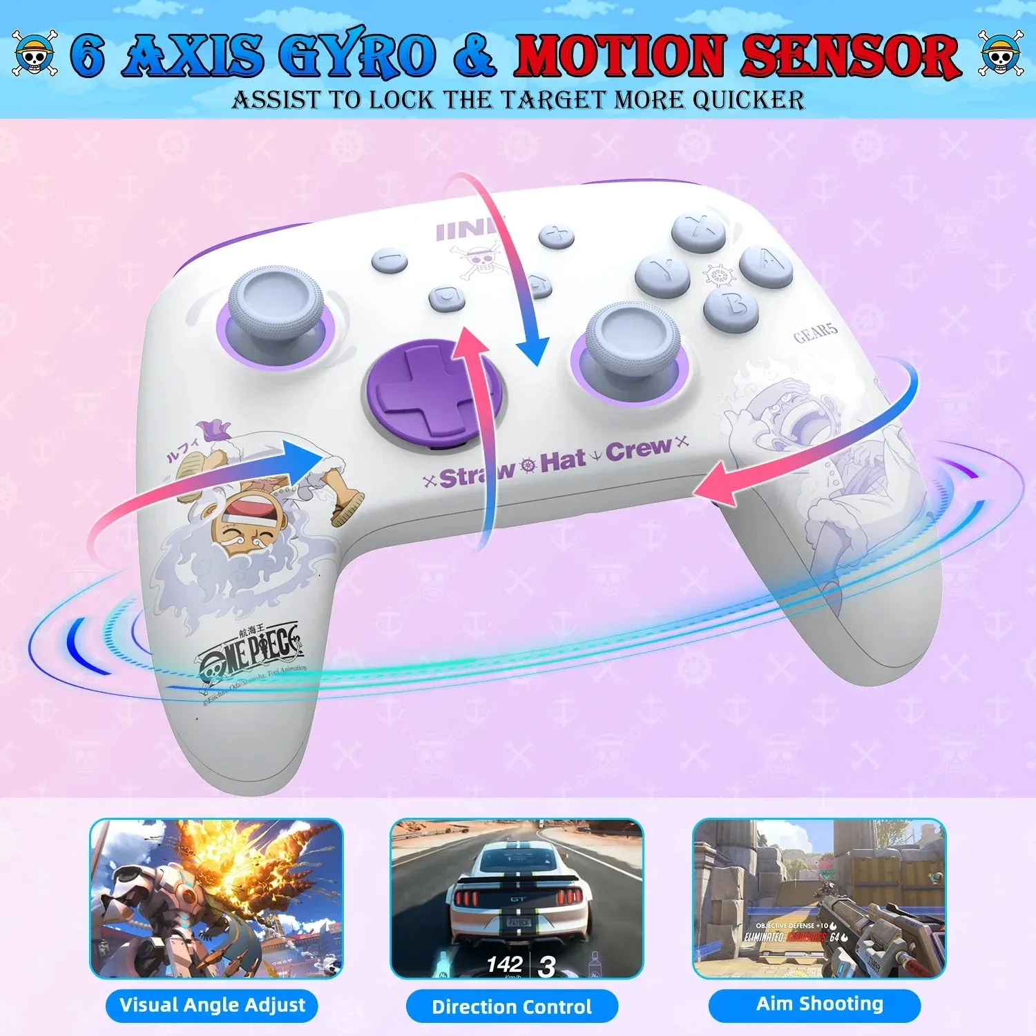 Cartoon Design Wireless Pro Controller Wake Up Macro Turbo Function Rgb Lighting Compatible with Nitendo Switch
