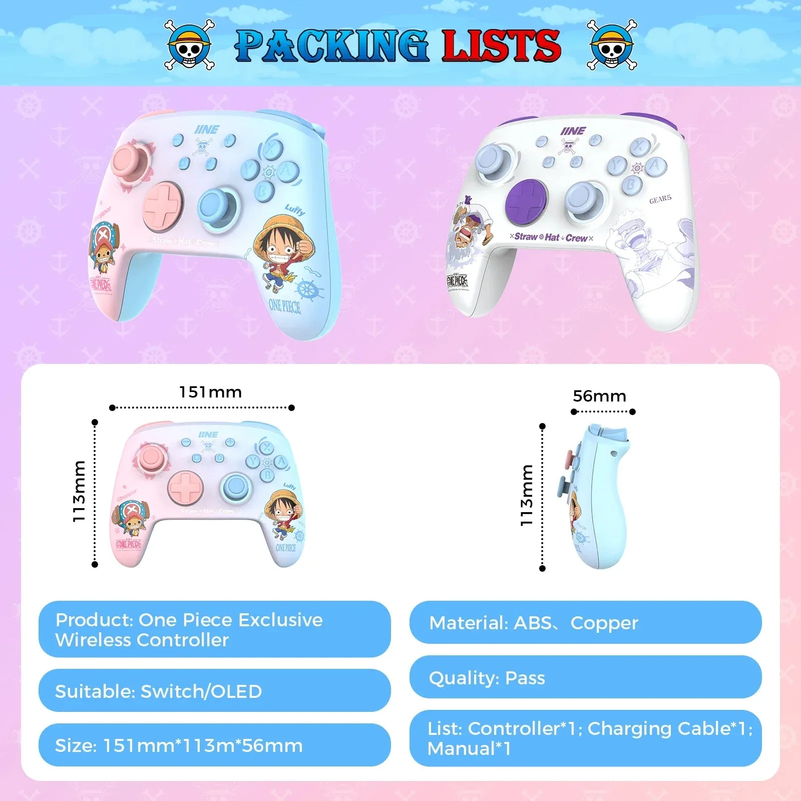 Cartoon Design Wireless Pro Controller Wake Up Macro Turbo Function Rgb Lighting Compatible with Nitendo Switch