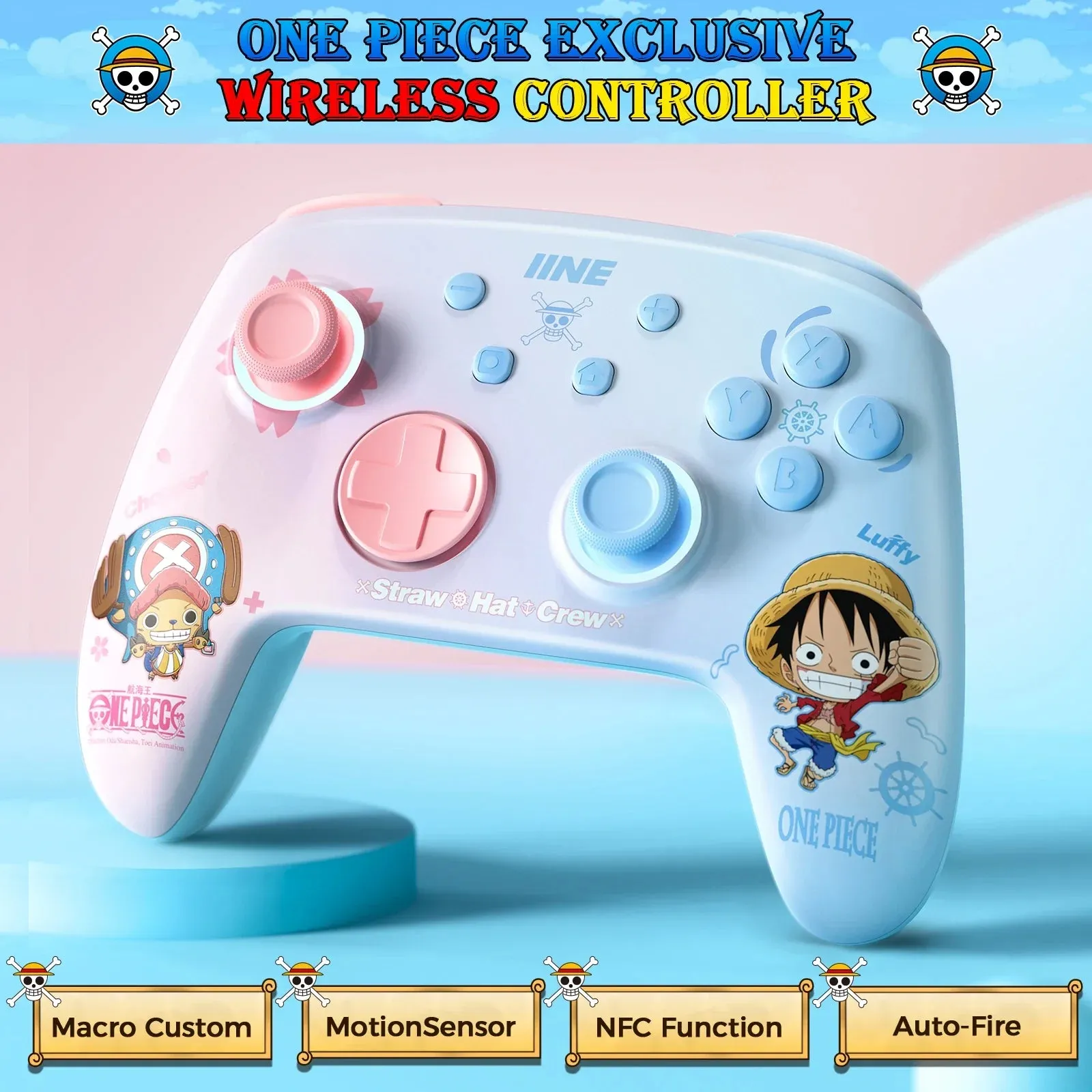 Cartoon Design Wireless Pro Controller Wake Up Macro Turbo Function Rgb Lighting Compatible with Nitendo Switch
