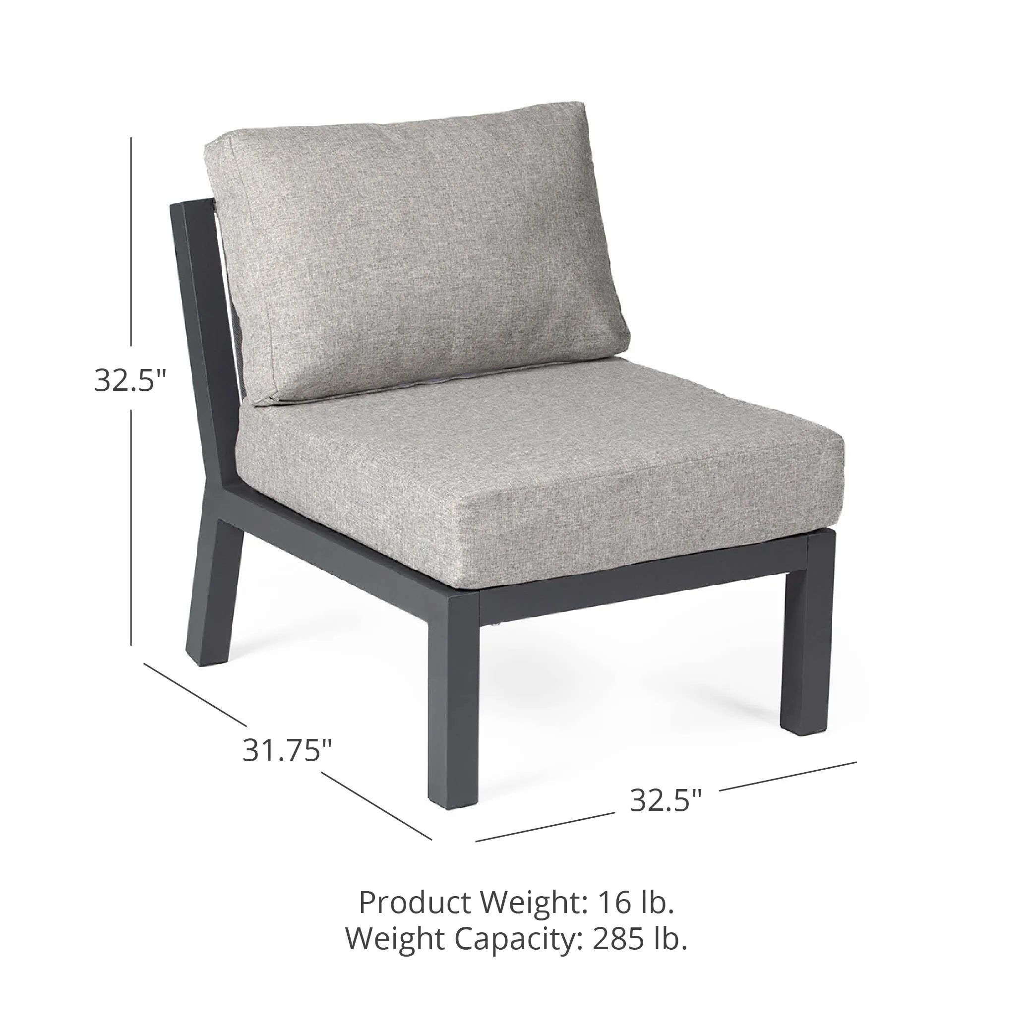 Caspian Armless Chair with Cushions