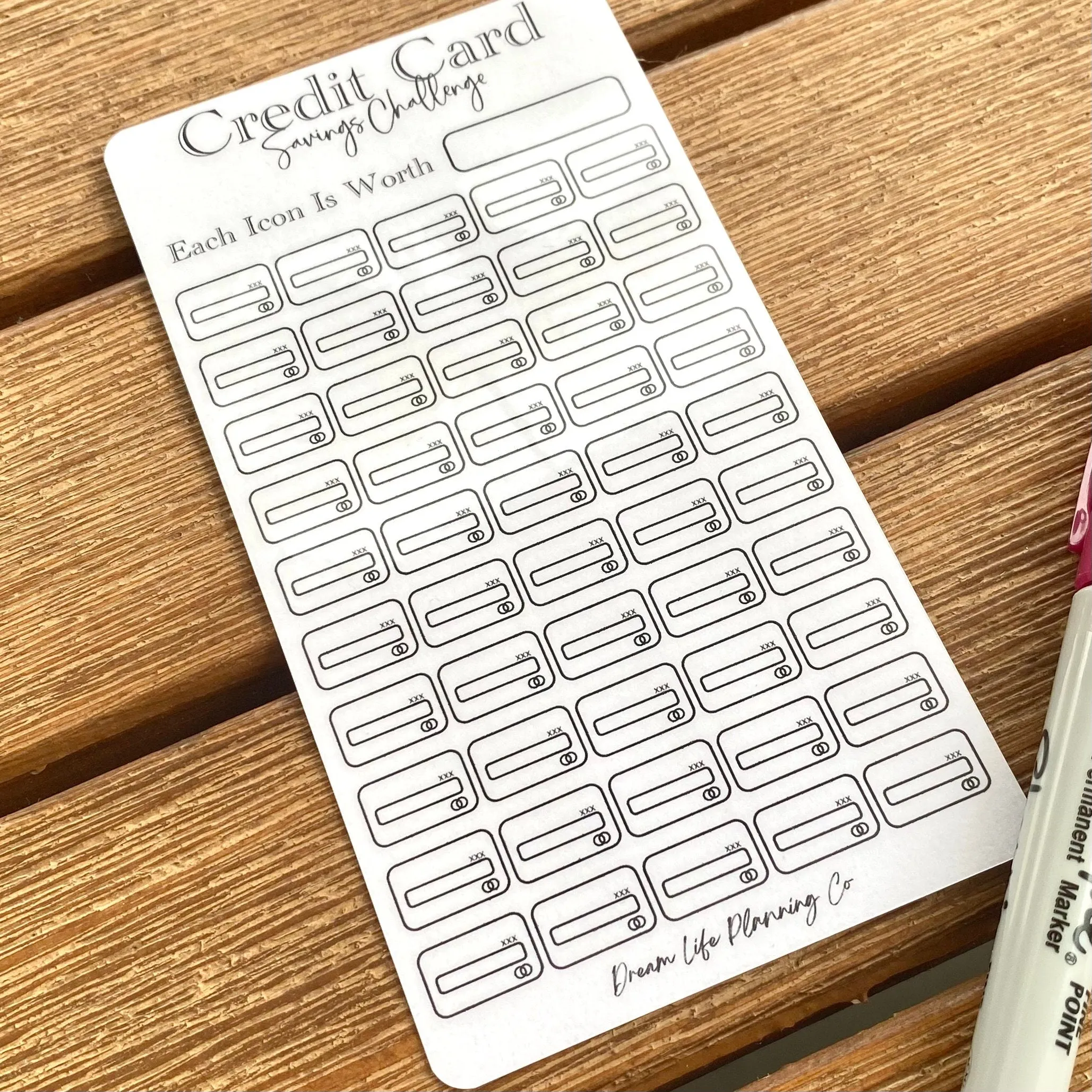 Credit Card Savings Challenge Cards