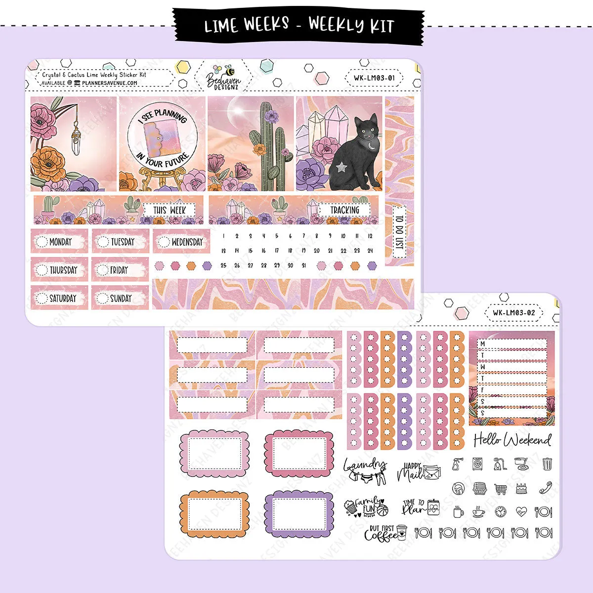 Crystal Cactus Lime Weekly Sticker Kit
