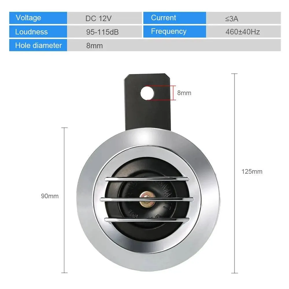 DC 12V 1.5A 105dB Universal Waterproof Motorcycle Round Electric Horn Motorcycle Accessories