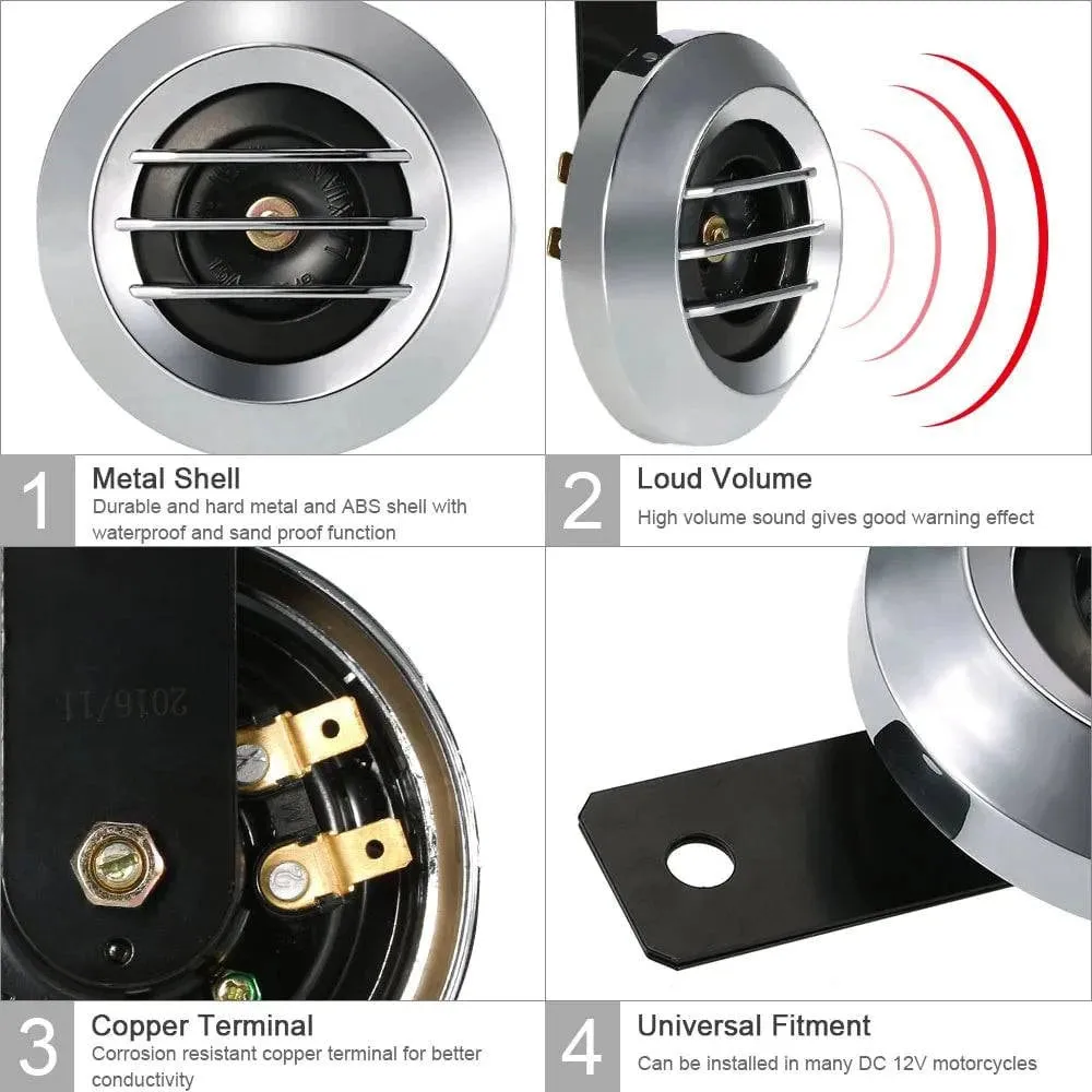 DC 12V 1.5A 105dB Universal Waterproof Motorcycle Round Electric Horn Motorcycle Accessories