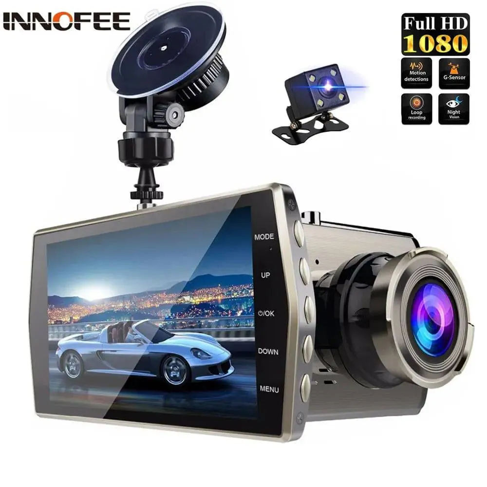 Dual Lens Dashcam Front Rear Night Vision Video Recorder G-Sensor Auto Registrator