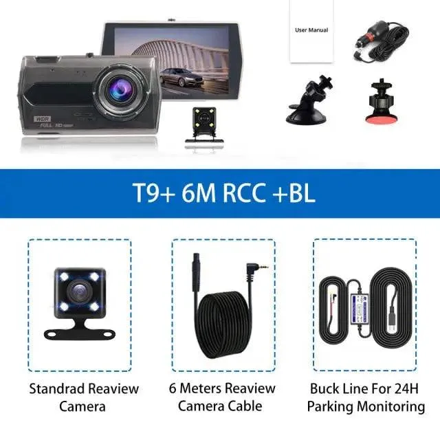 Dual Lens Dashcam Front Rear Night Vision Video Recorder G-Sensor Auto Registrator