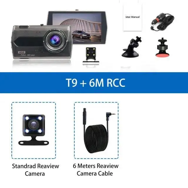 Dual Lens Dashcam Front Rear Night Vision Video Recorder G-Sensor Auto Registrator