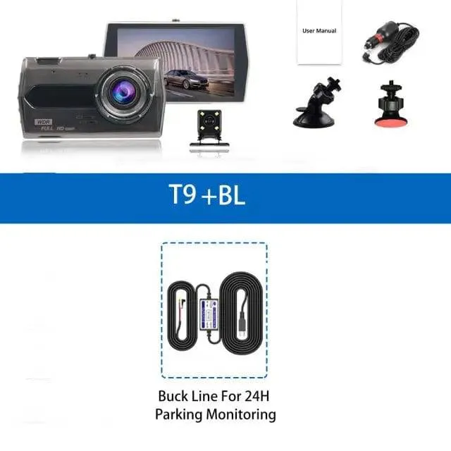 Dual Lens Dashcam Front Rear Night Vision Video Recorder G-Sensor Auto Registrator