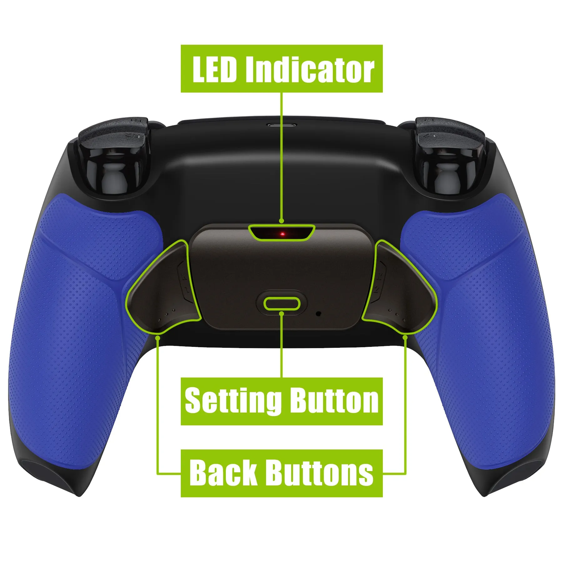 eXtremeRate Black Real Metal Buttons (RMB) Version RISE 2.0 Remap Kit for PS5 Controller BDM-010/020 - Rubberized Blue - XPFJ7007