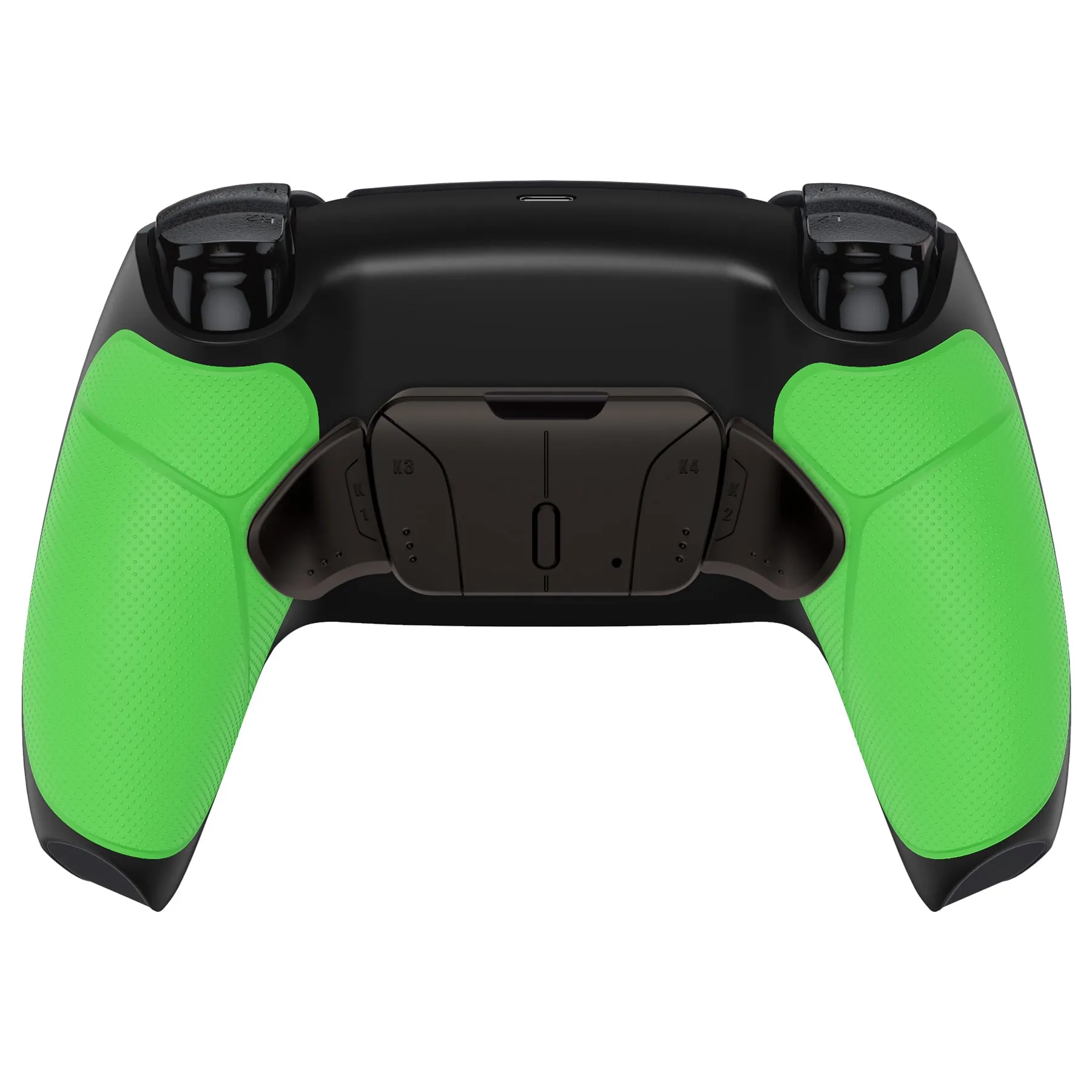 eXtremeRate Black Real Metal Buttons (RMB) Version RISE4 V3 Remap Kit for PS5 Controller BDM-030/040/050 - Rubberized Green - YPFJ7003G4