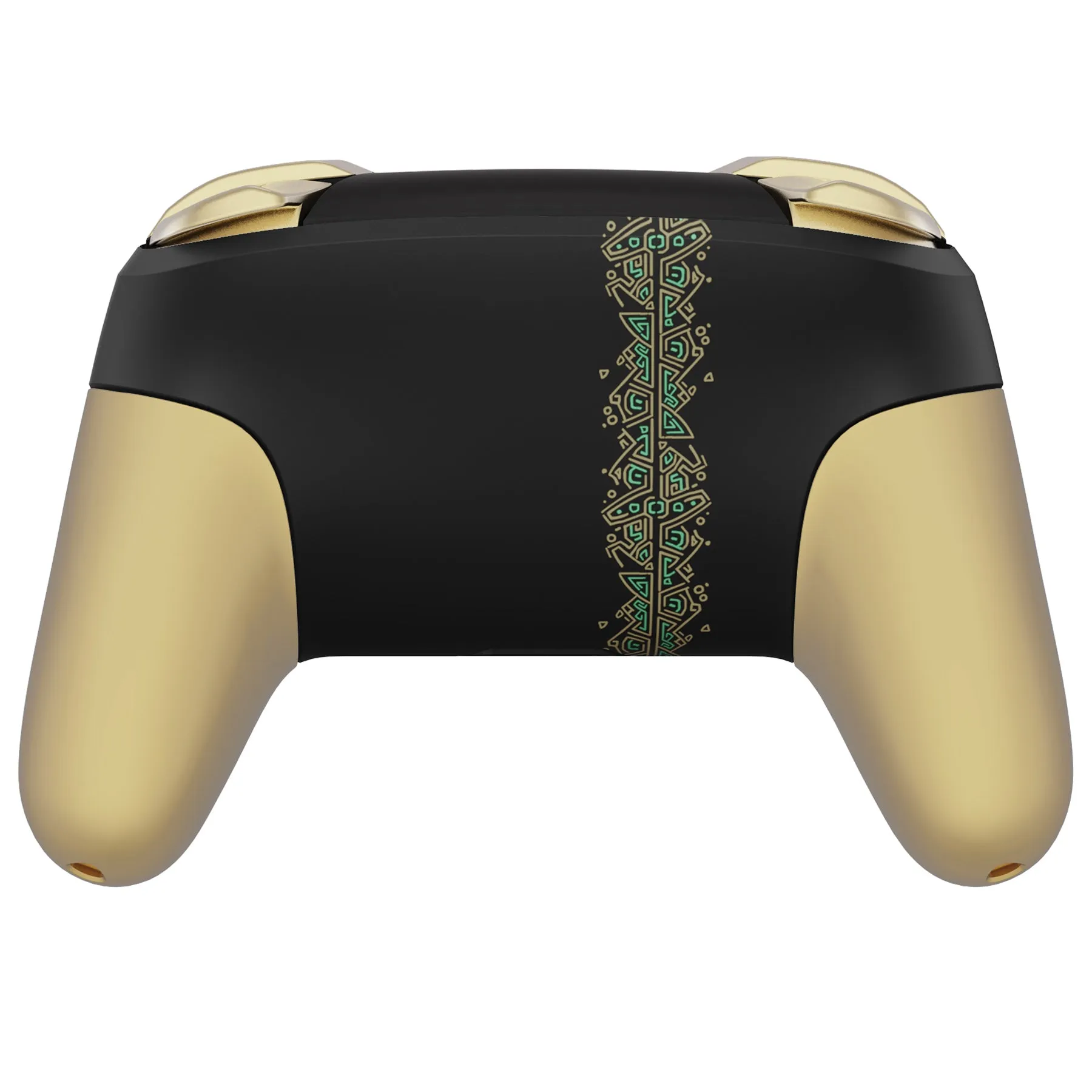 eXtremeRate Glow in Dark - Totem of Kingdom Black Faceplate Backplate Handles Cover, Octagonal Gated Sticks Design DIY Replacement Grip Housing Shell for Nintendo Switch Pro Controller - Controller NOT Included - FRE623