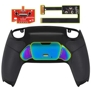 eXtremeRate Rainbow Aura Blue & Purple Real Metal Buttons (RMB) Version RISE 2.0 Remap Kit for PS5 Controller BDM-010/020 - Rubberized Black - XPFJ7011