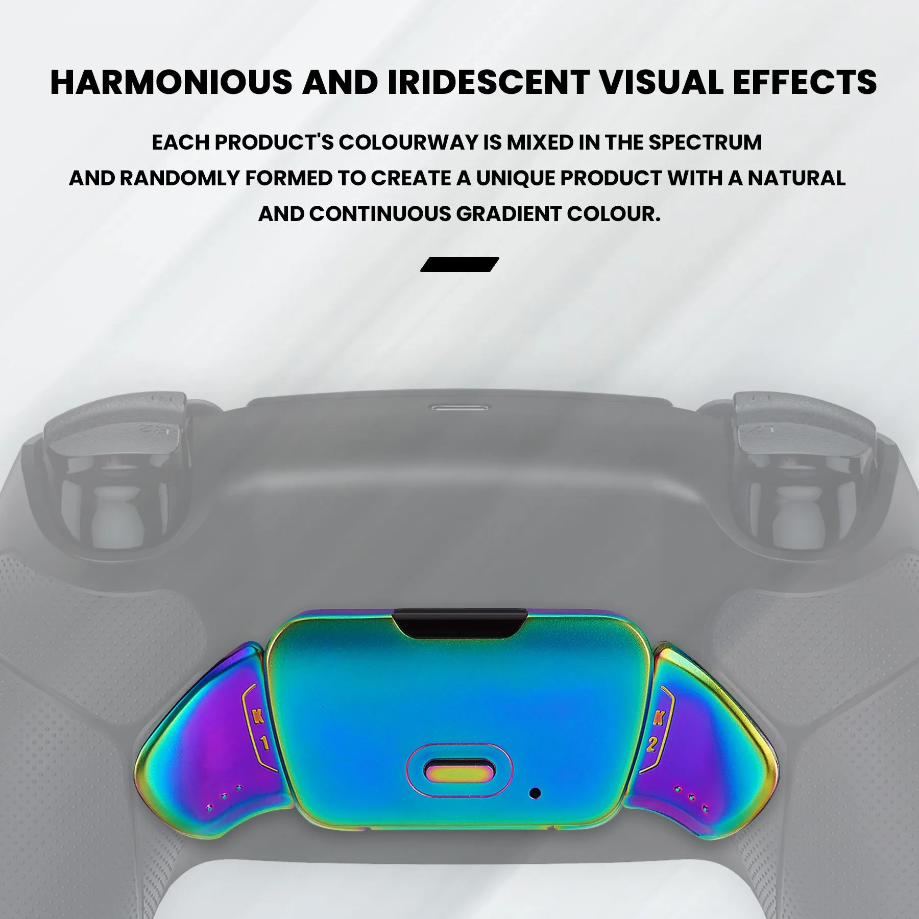 eXtremeRate Rainbow Aura Blue & Purple Real Metal Buttons (RMB) Version RISE 2.0 Remap Kit for PS5 Controller BDM-010/020 - Rubberized Black - XPFJ7011