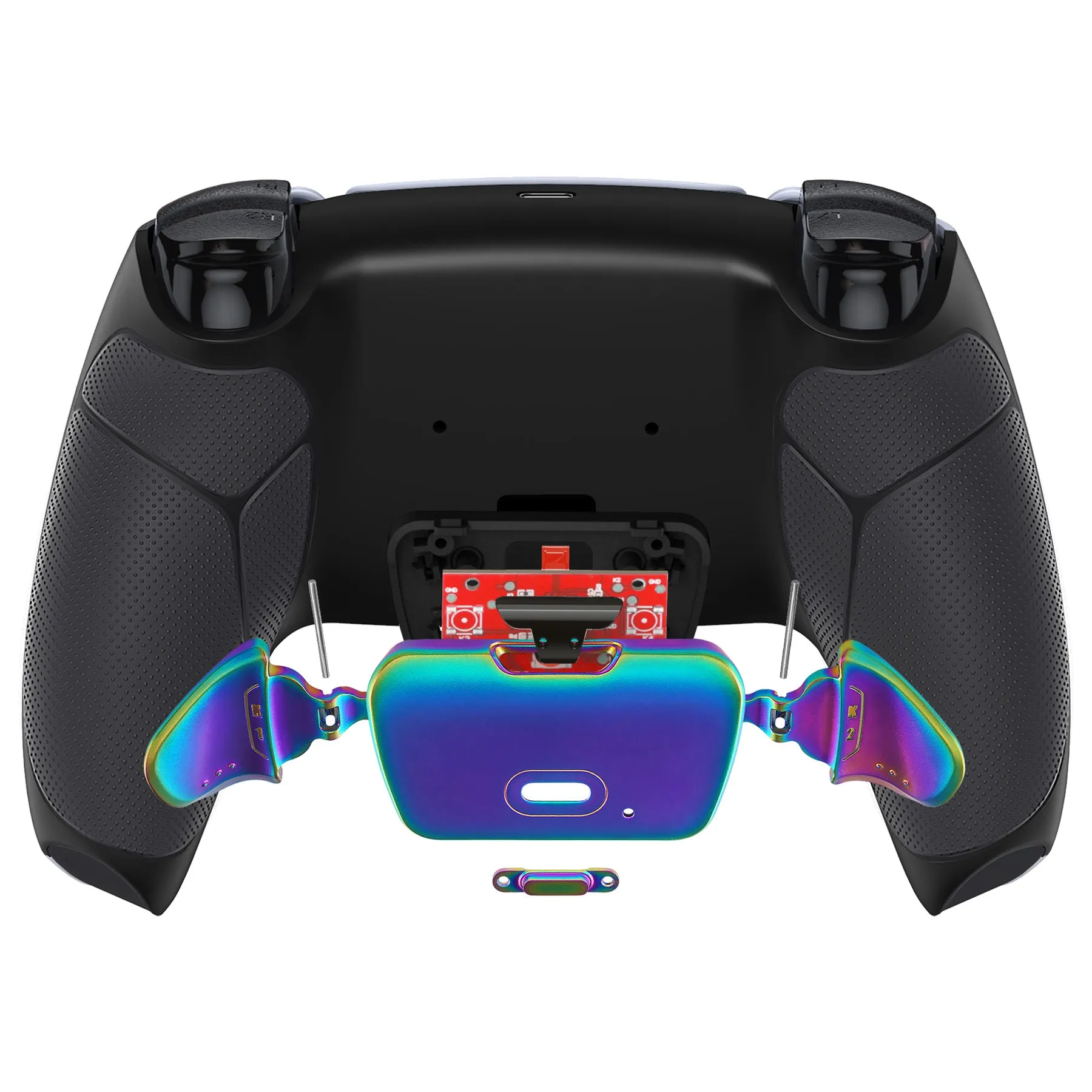 eXtremeRate Rainbow Aura Blue & Purple Real Metal Buttons (RMB) Version RISE 2.0 Remap Kit for PS5 Controller BDM-010/020 - Rubberized Black - XPFJ7011