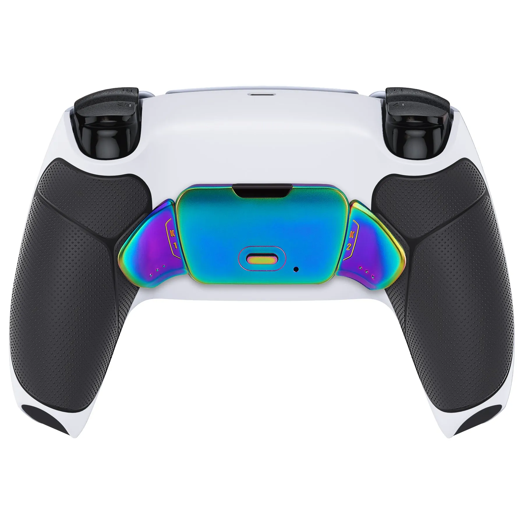 eXtremeRate Rainbow Aura Blue & Purple Real Metal Buttons (RMB) Version RISE 2.0 Remap Kit for PS5 Controller BDM-010/020 - Rubberized White Black - XPFJ7012