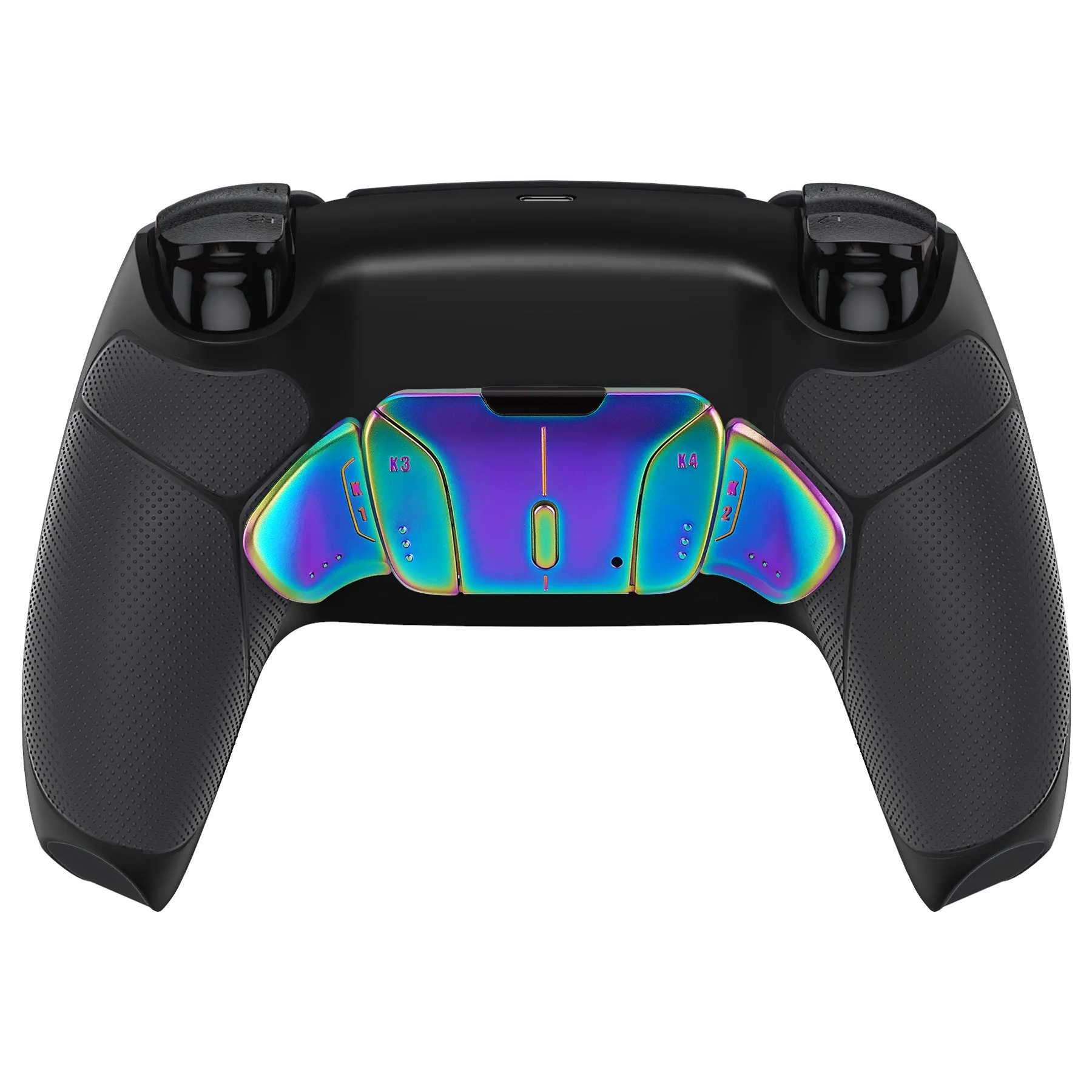 eXtremeRate Rainbow Aura Blue & Purple Real Metal Buttons (RMB) Version RISE4 Remap Kit for PS5 Controller BDM-010/020 - Rubberized Black - YPFJ7011