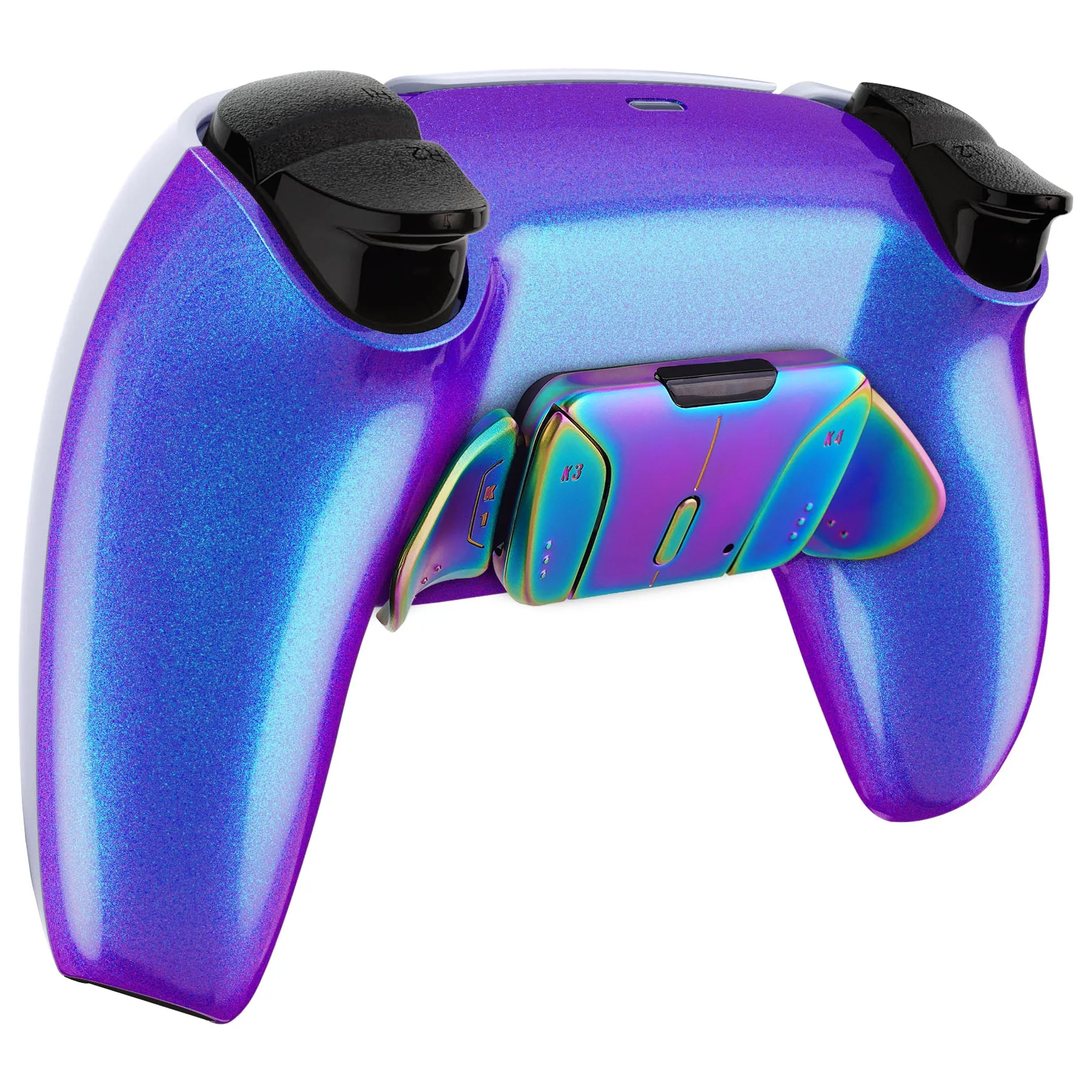 eXtremeRate Rainbow Aura Blue & Purple Real Metal Buttons (RMB) Version RISE4 Remap Kit for PS5 Controller BDM-030/040/050 - Chameleon Purple Blue - YPFJ7014G3