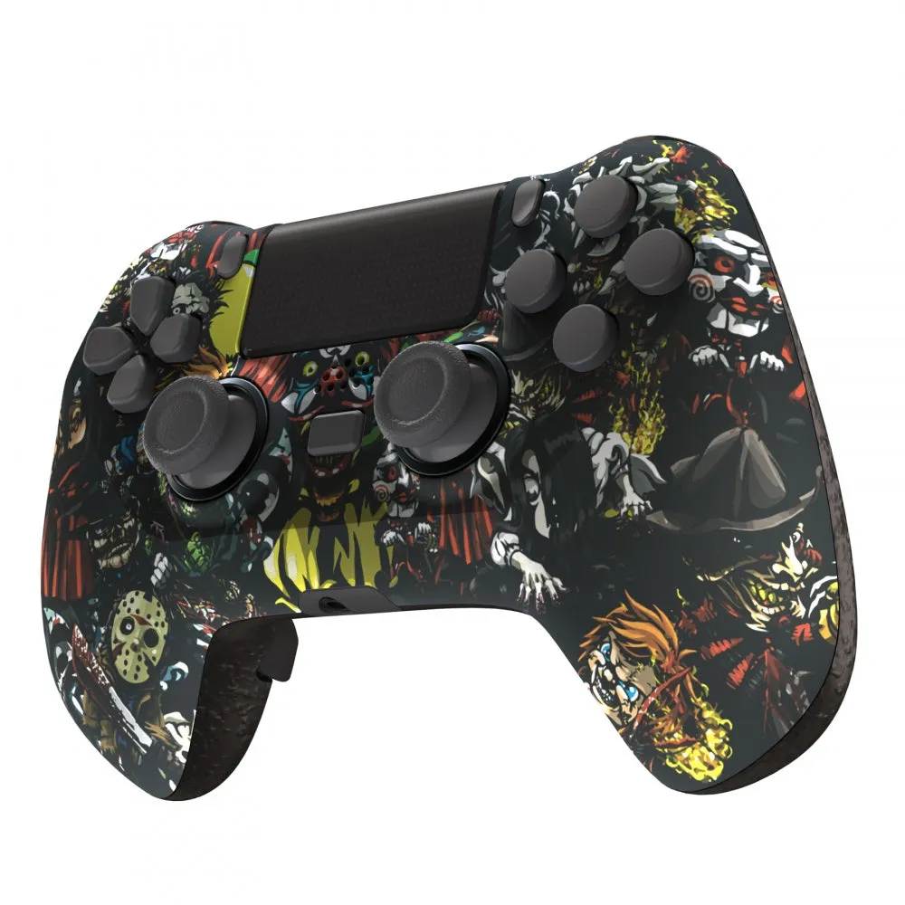 eXtremeRate Scary Party DECADE Tournament Controller (DTC) Upgrade Kit for PS4 Controller JDM-040/050/055, Upgrade Board & Ergonomic Shell & Back Buttons & Trigger Stops - Controller NOT Included - P4MG009