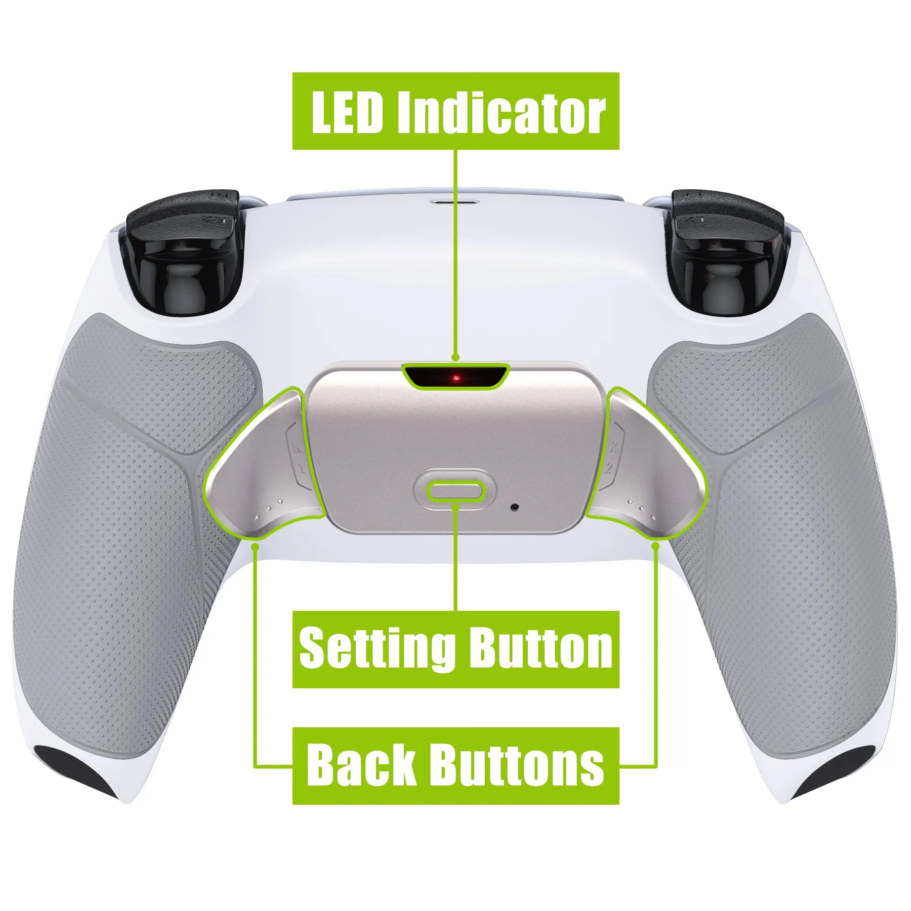 eXtremeRate Silver Real Metal Buttons (RMB) Version RISE 2.0 Remap Kit for PS5 Controller BDM-010/020 - Rubberized Gray - XPFJ7006